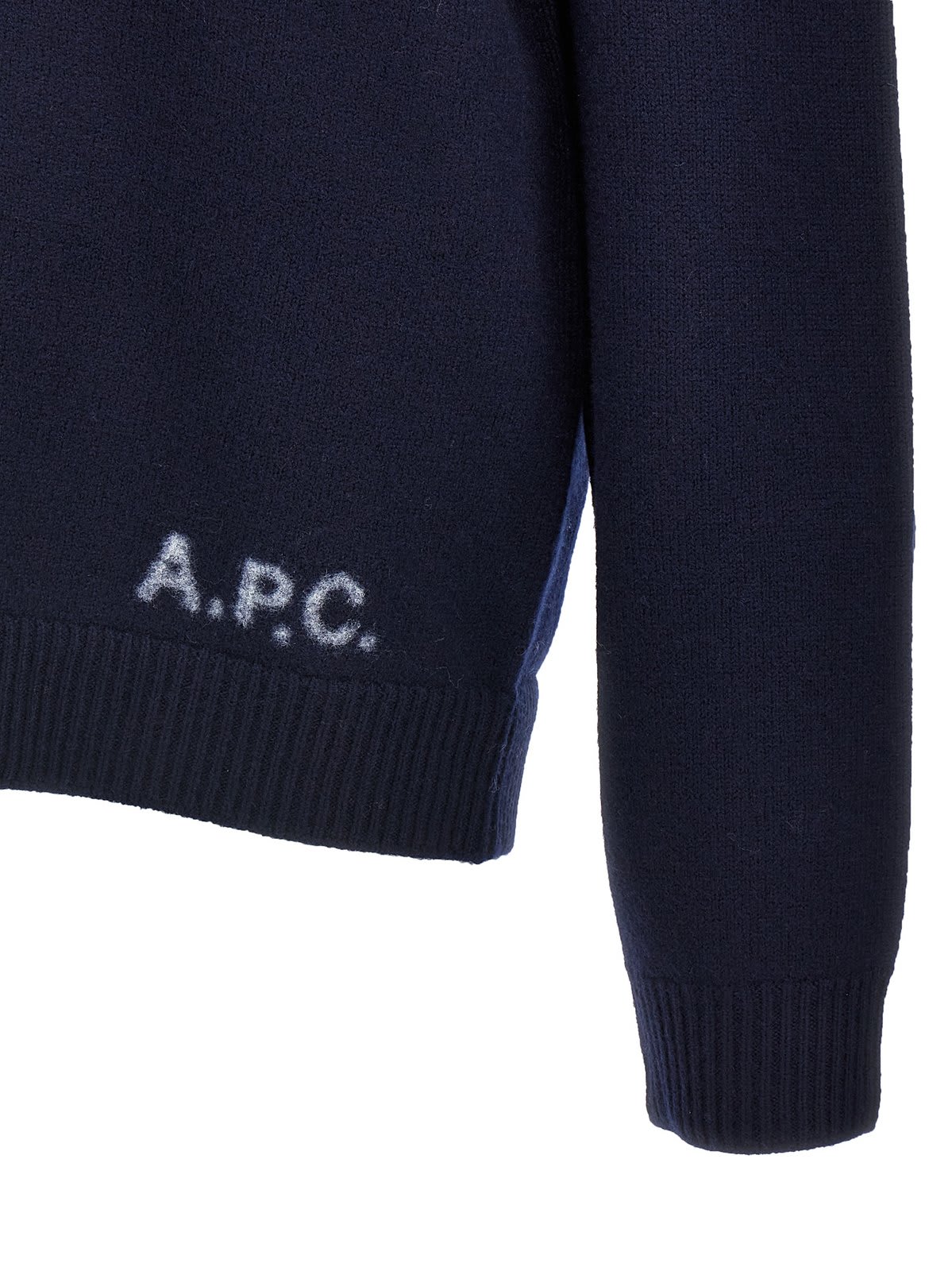 Shop Apc Edward Logo Intarsia-knit Crewneck Jumper In Blue