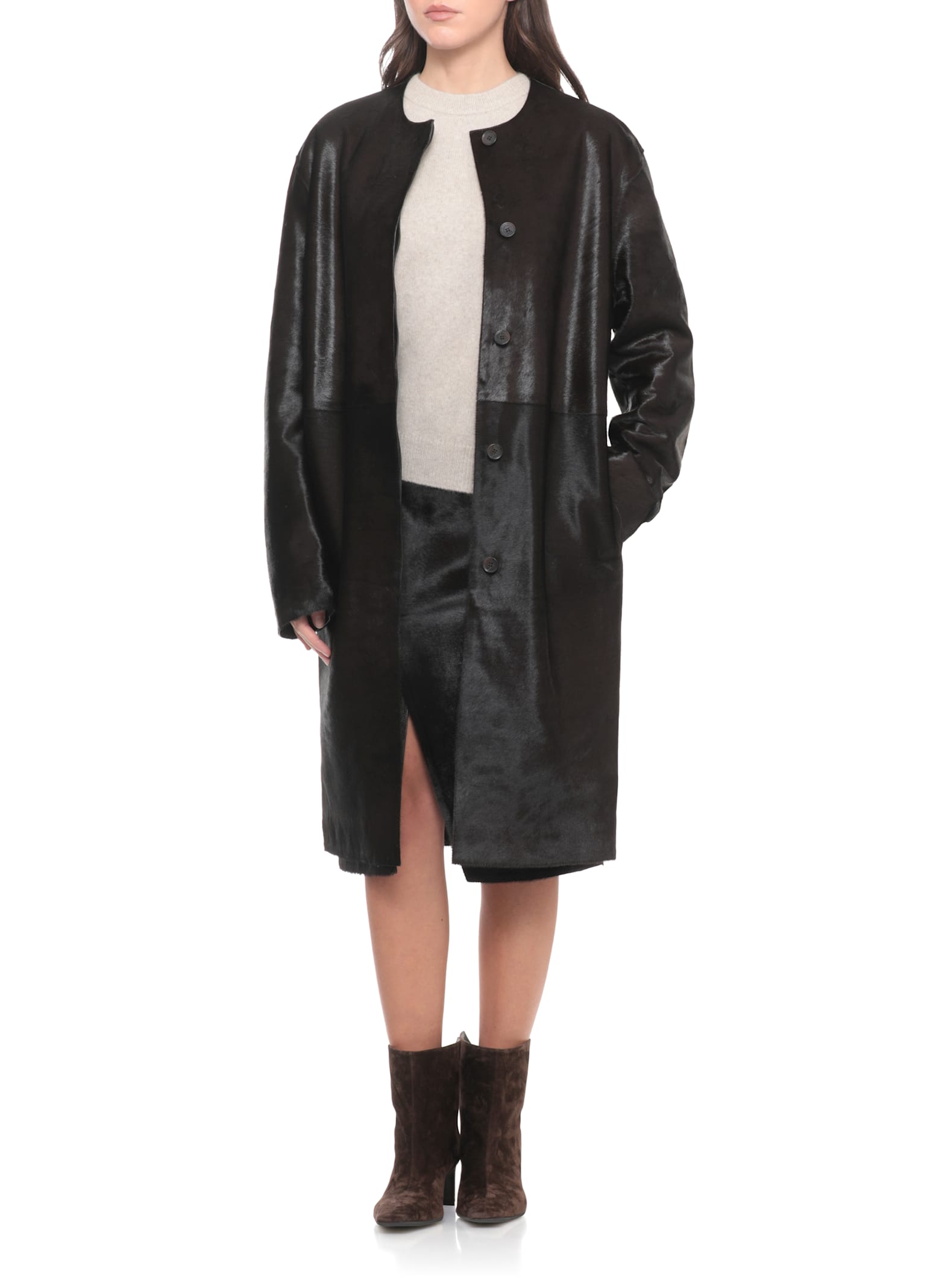 Loulou Studio Miller Coat In Brown