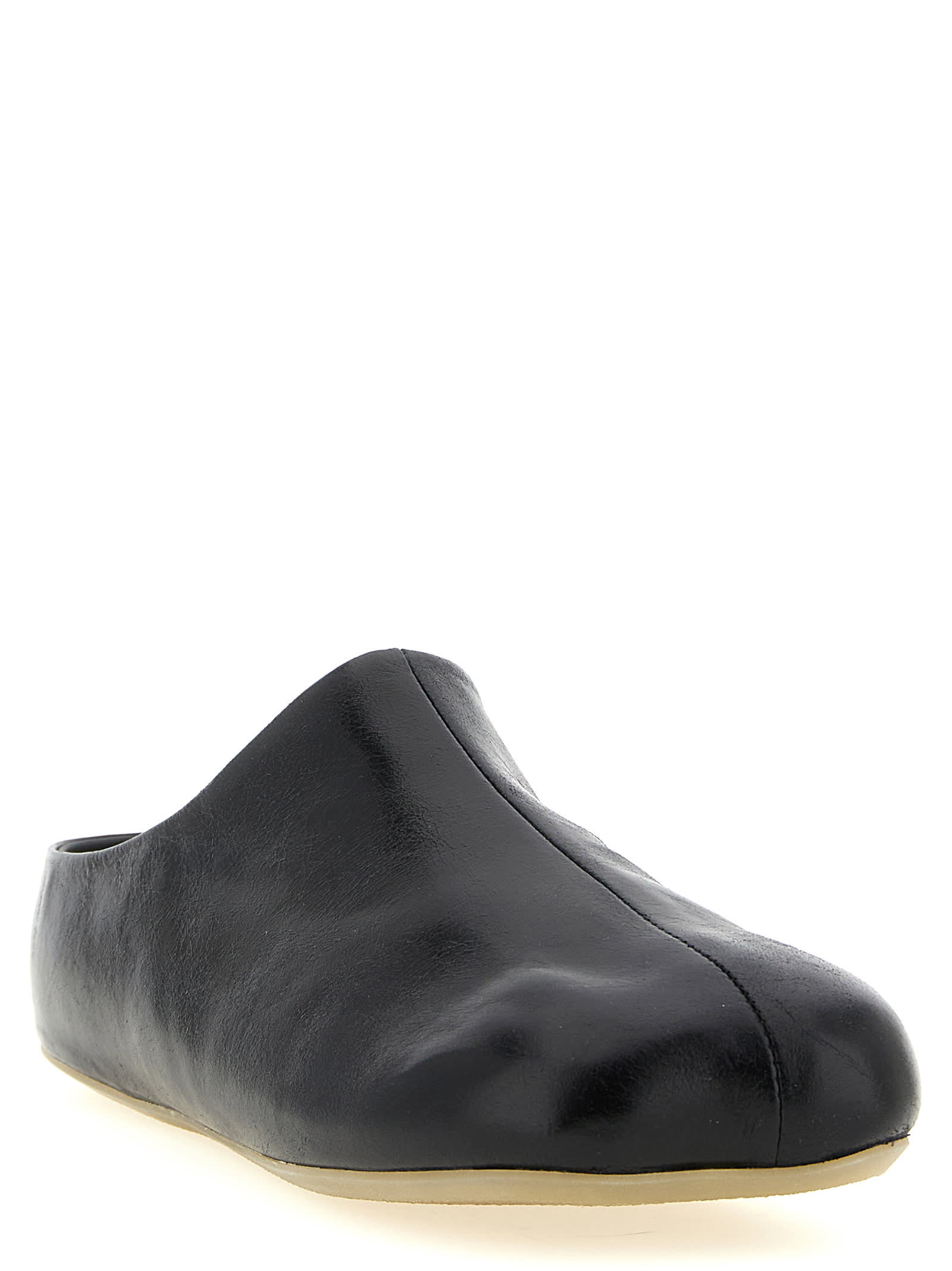 Mm6 Maison Margiela Anatomical Leather Sabot In Black