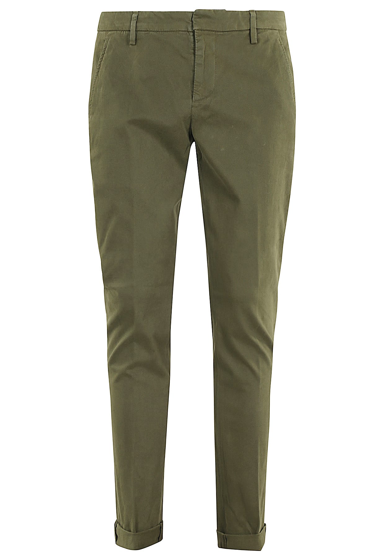 Dondup Pants Gaubert Chino Cotton Gabardine Bottom 17 In Verde Militare