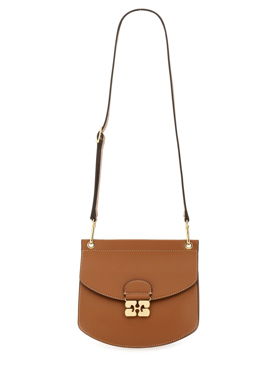 Ganni Small Shoulder Bag Adjustable Strap In Brown