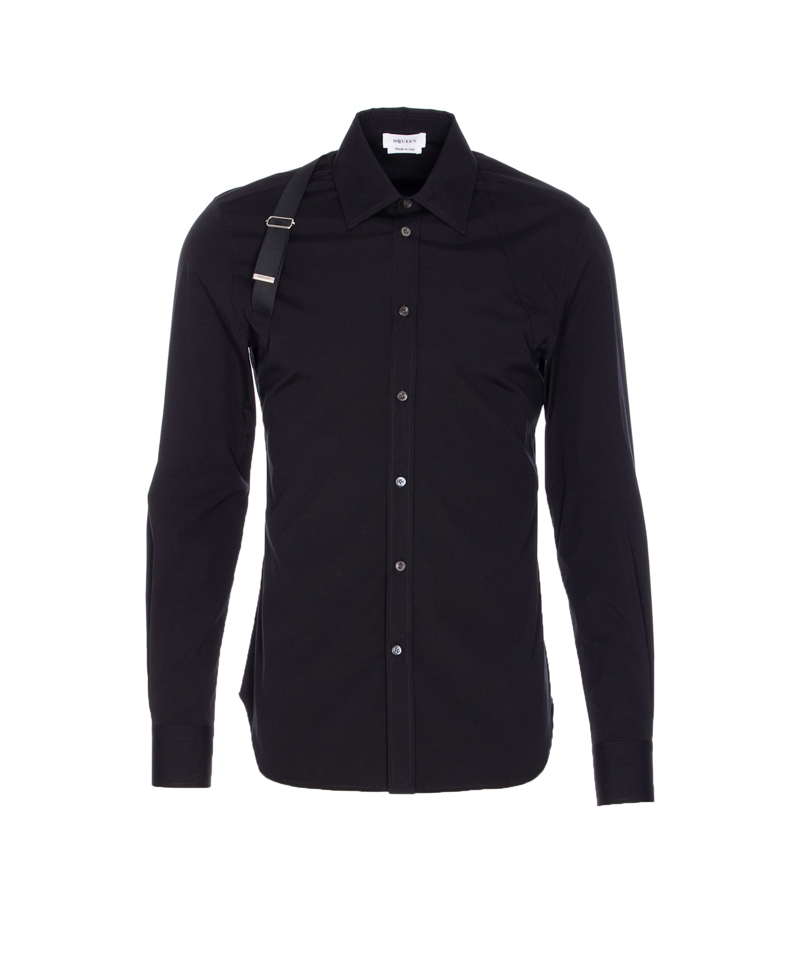 Alexander Mcqueen Metal Detail Long Sleeves Point Collar In Black