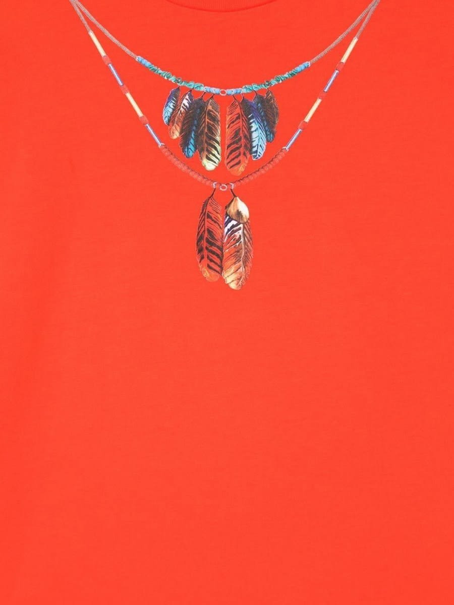Shop Marcelo Burlon County Of Milan Feathers Necklace Fringe Dres In Red