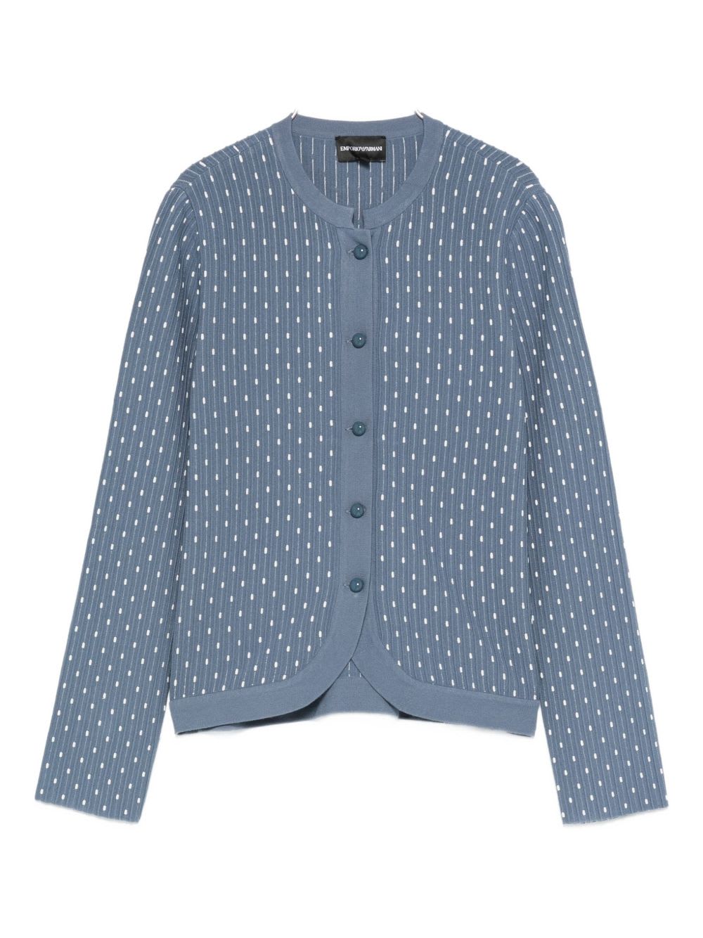 Emporio Armani Dotted Crewneck Cardigan In Blue