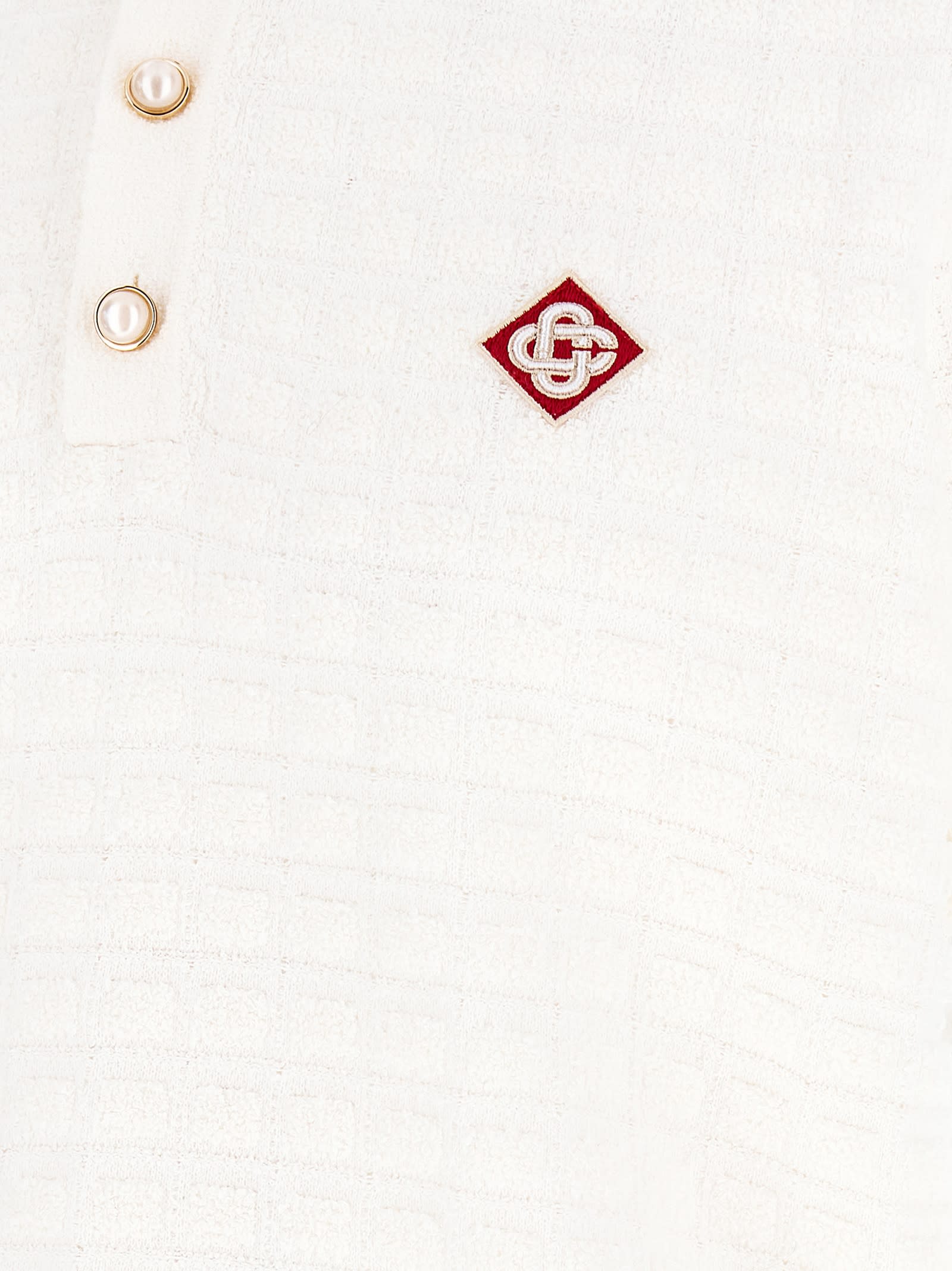 Casablanca White Shirt With Classic Collar And Chest Logo Patch In Cotton Man In White
