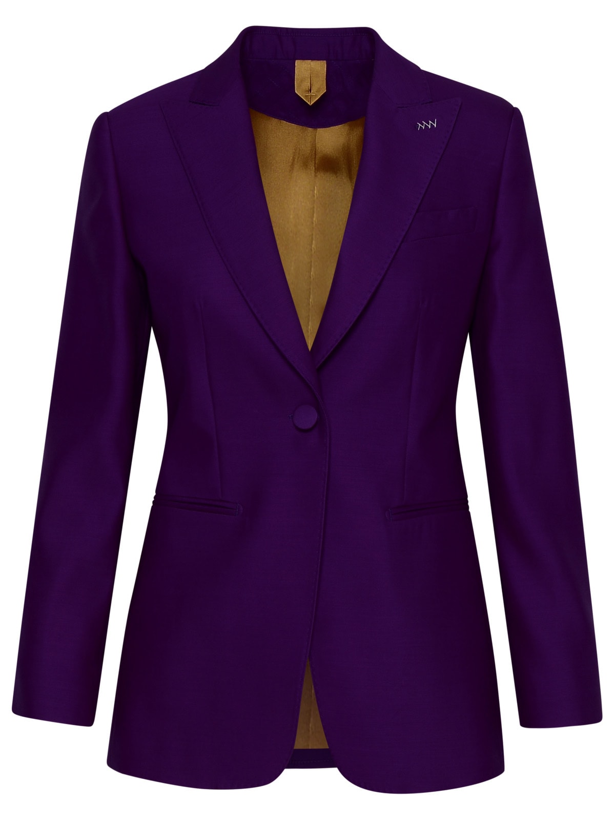 Max Mara Purple Silk Blend Buckle Blazer Jacket In Purple