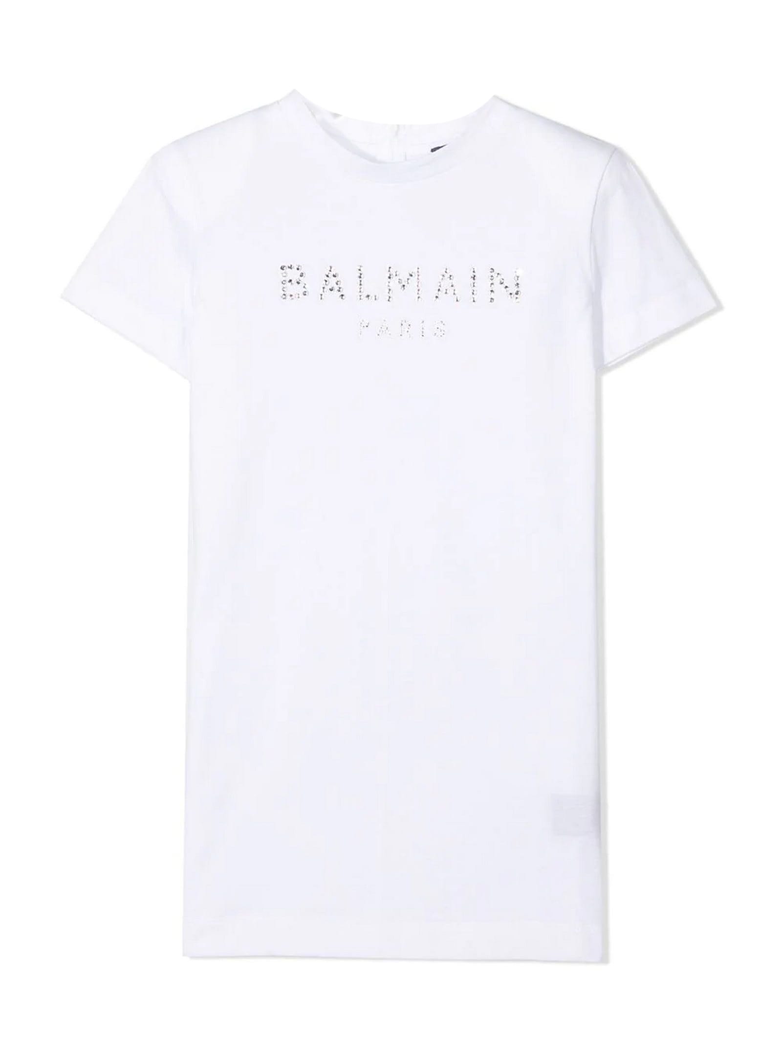 Balmain White Cotton T-shirt Dress