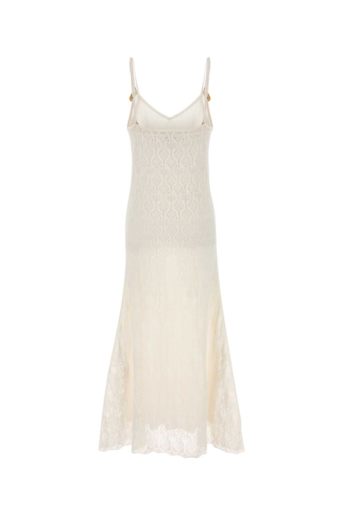 Bottega Veneta Lace Dress With Spaghetti Straps And Flared Hem In Gray