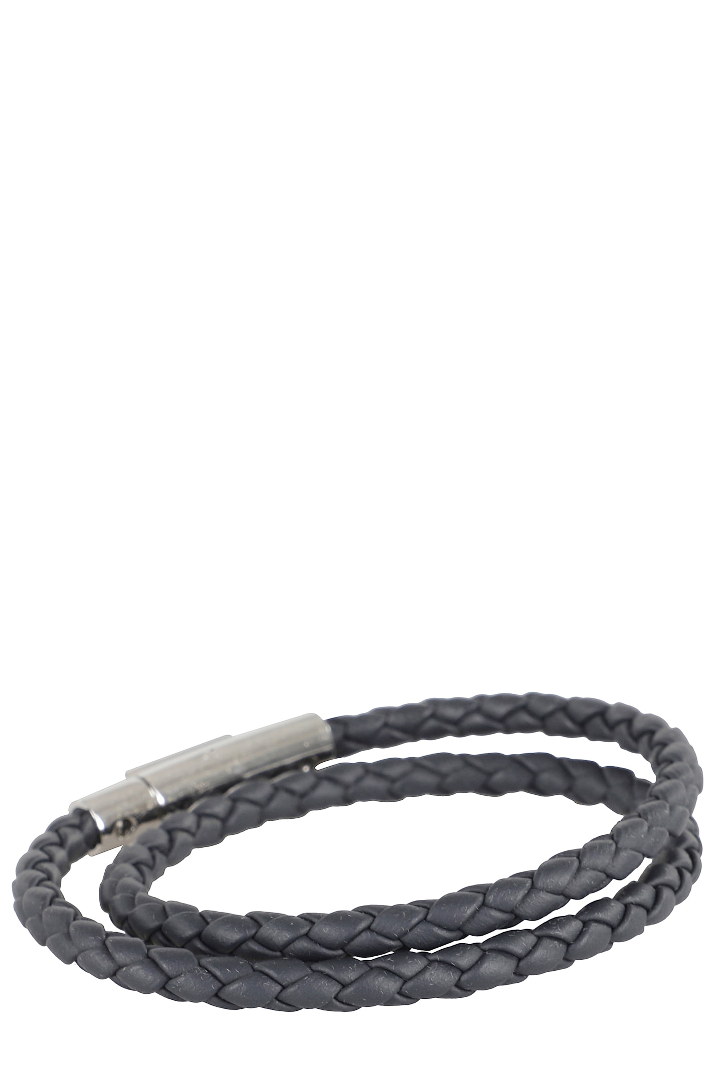 Tod's Braided Bracelet With Polished Metallic Clasp In Black