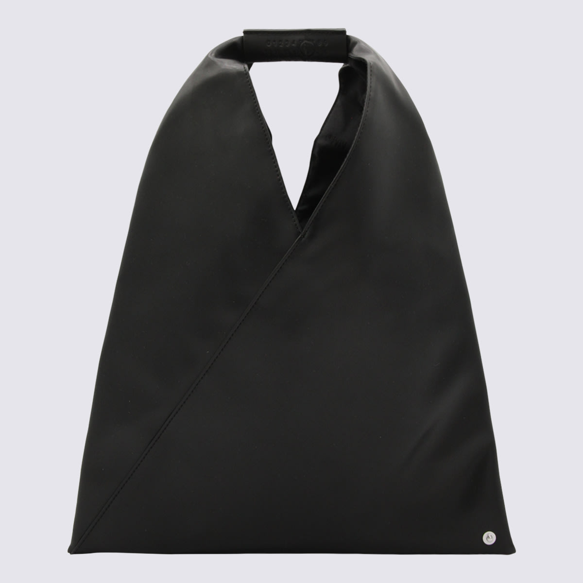 Shop Mm6 Maison Margiela Black Leather Blend Small Triangle Japanese Tote Bag