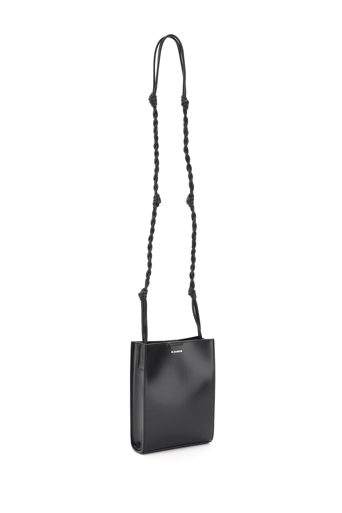 Jil Sander Black Leather Small Tangle Crossbody Bag In Black