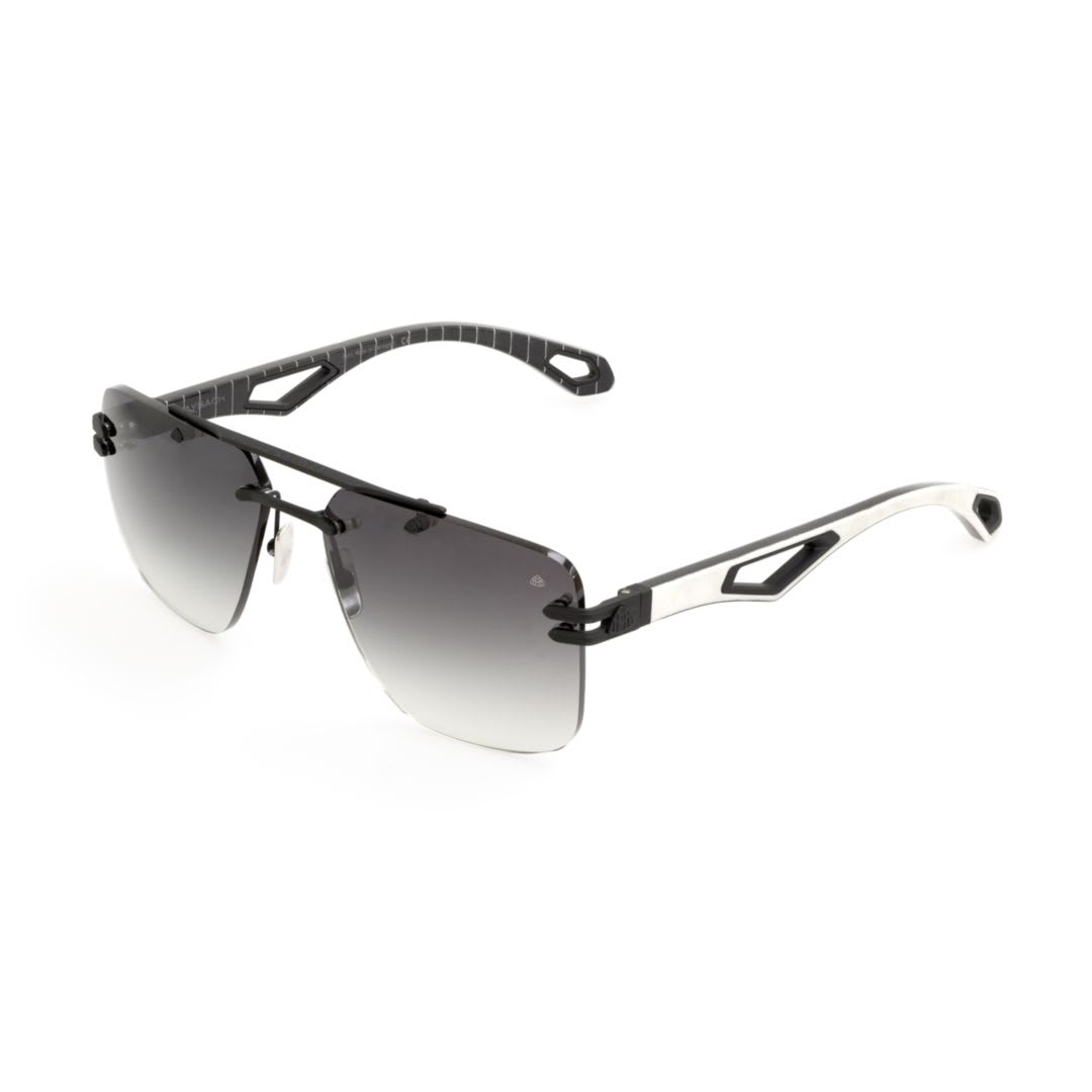Shop Maybach Eyewear The President Iwhite Burr/ebony/black Po In White Burr/ebony/black Po