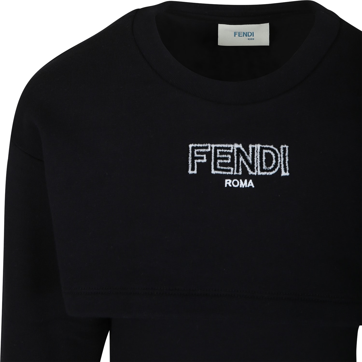 Fendi Black Dress For Girl With Logo In Black