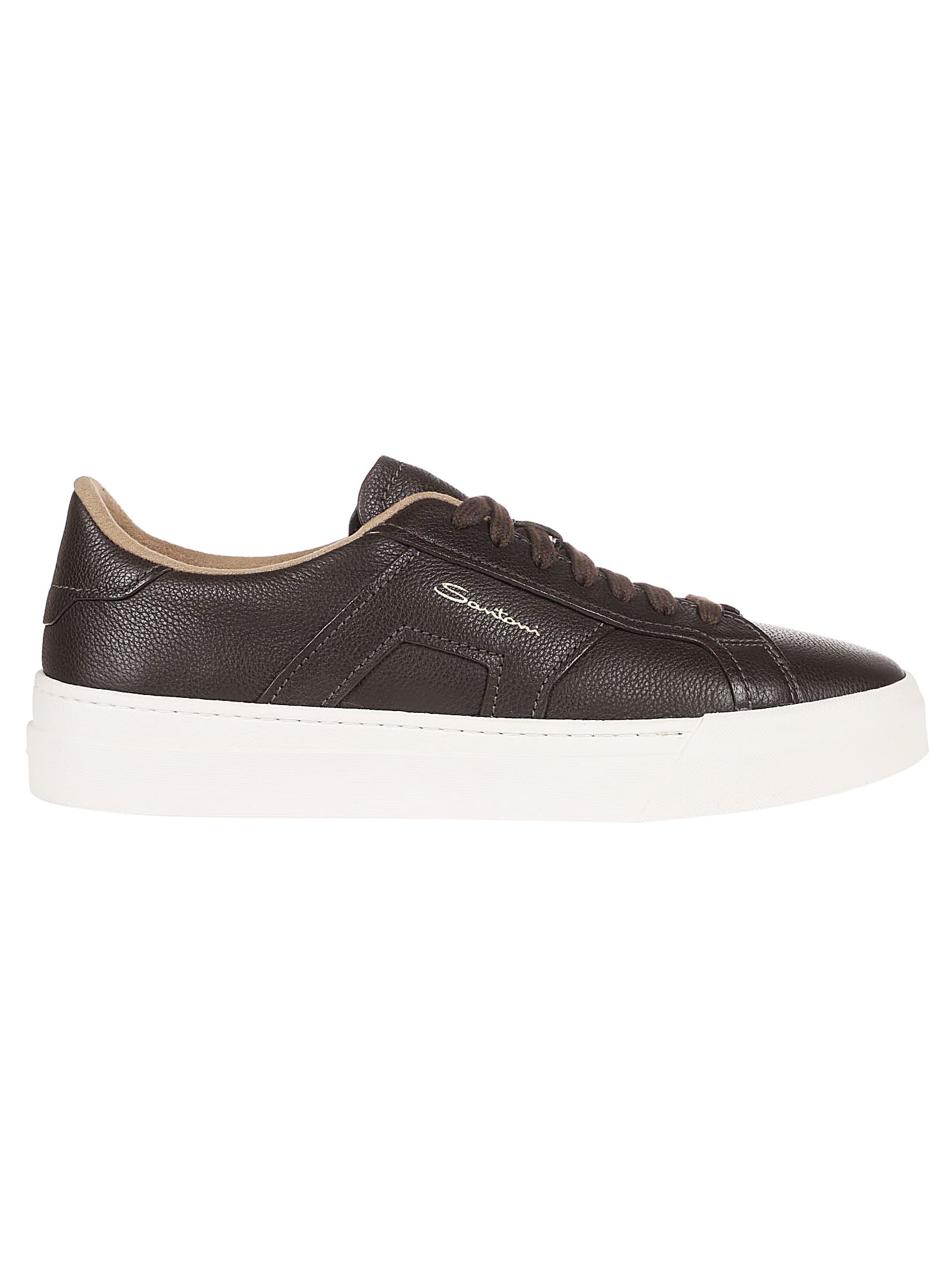 Shop Santoni Dbs Sf6 Double Buckle Sneakers In Dark Brown