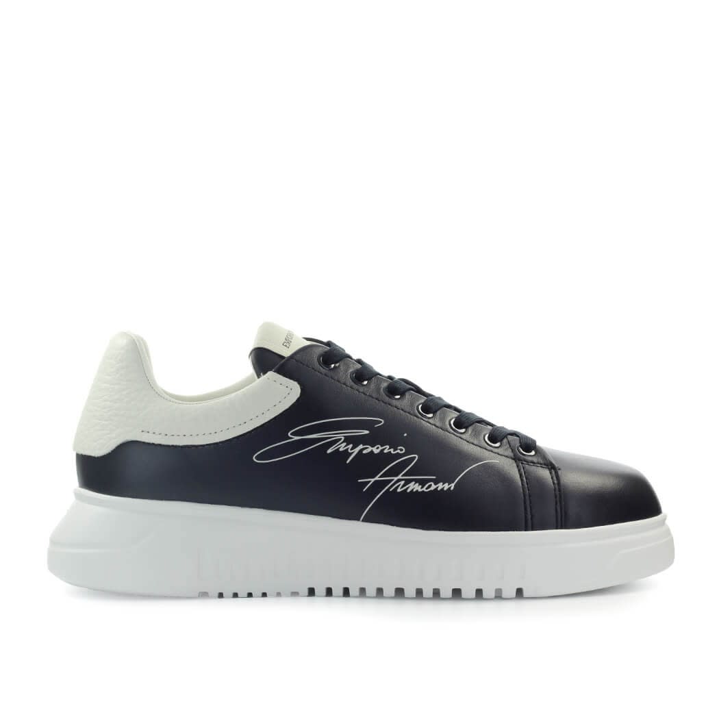 Emporio Armani Signature Dark Blue Cream Sneaker