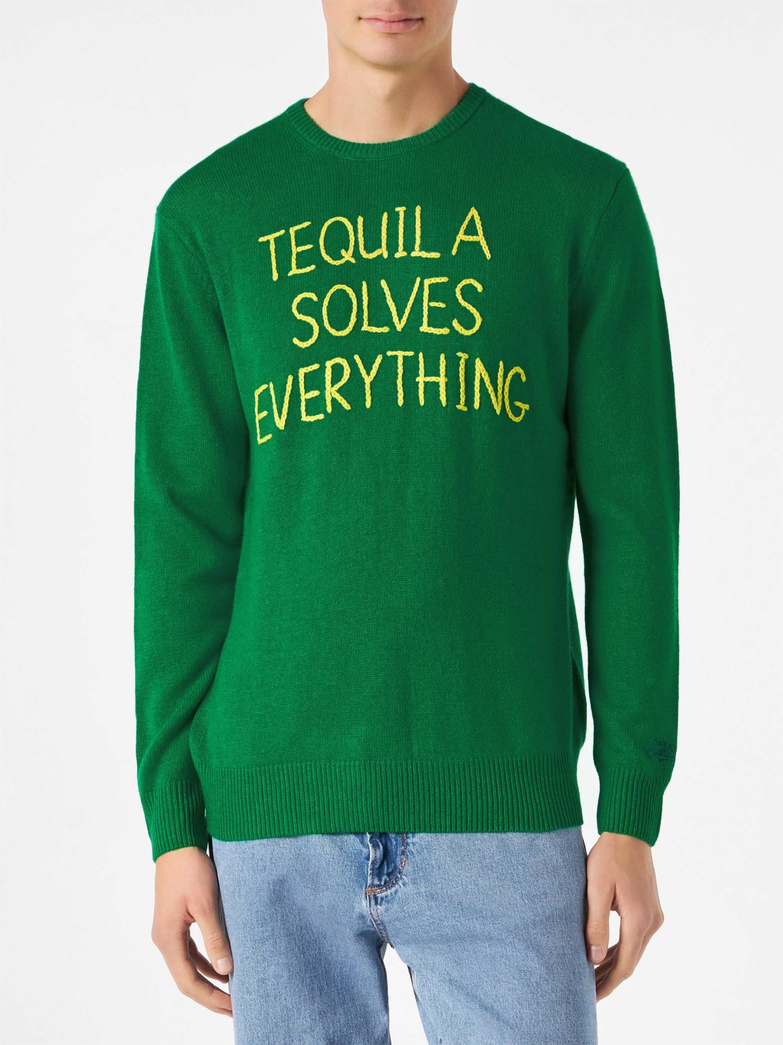 MC2 Saint Barth Crewneck Sweater With Tequila Solves Everything Embroidery