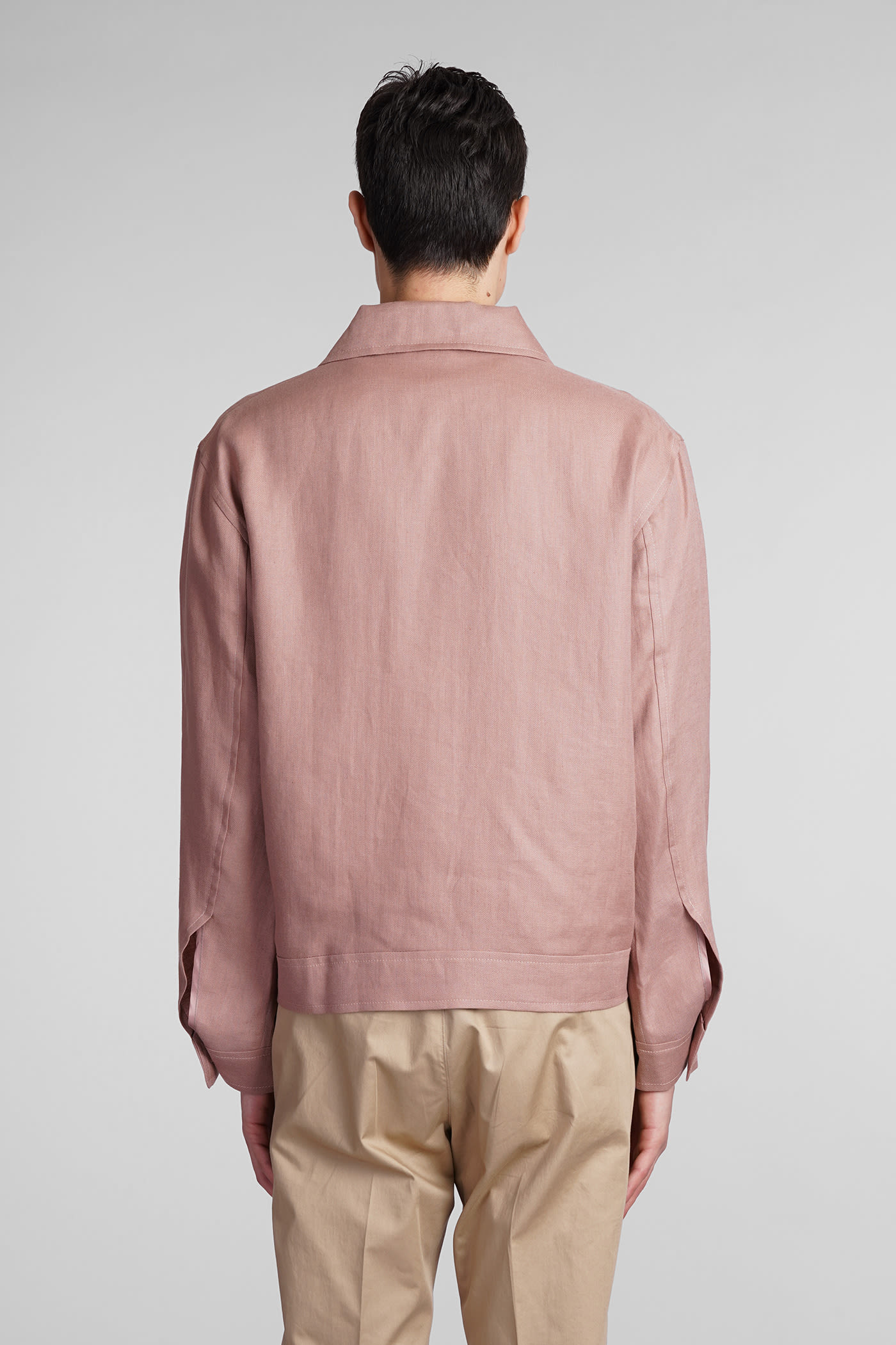 Shop Tagliatore Amir Casual Jacket In Rose-pink Linen