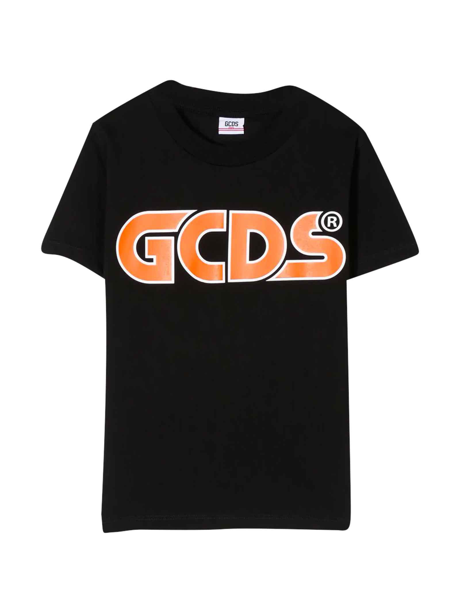 Gcds Mini Kids' Black T-shirt With Frontal Logo In Nera | ModeSens