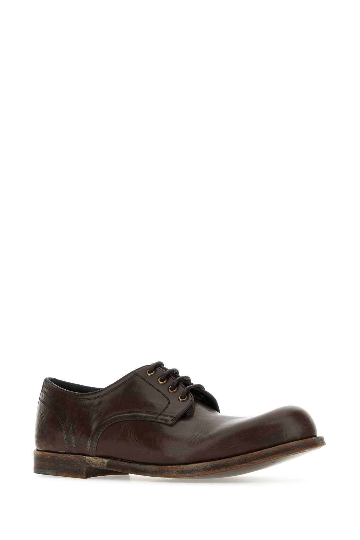 DOLCE & GABBANA BROWN LEATHER LACE-UP SHOES