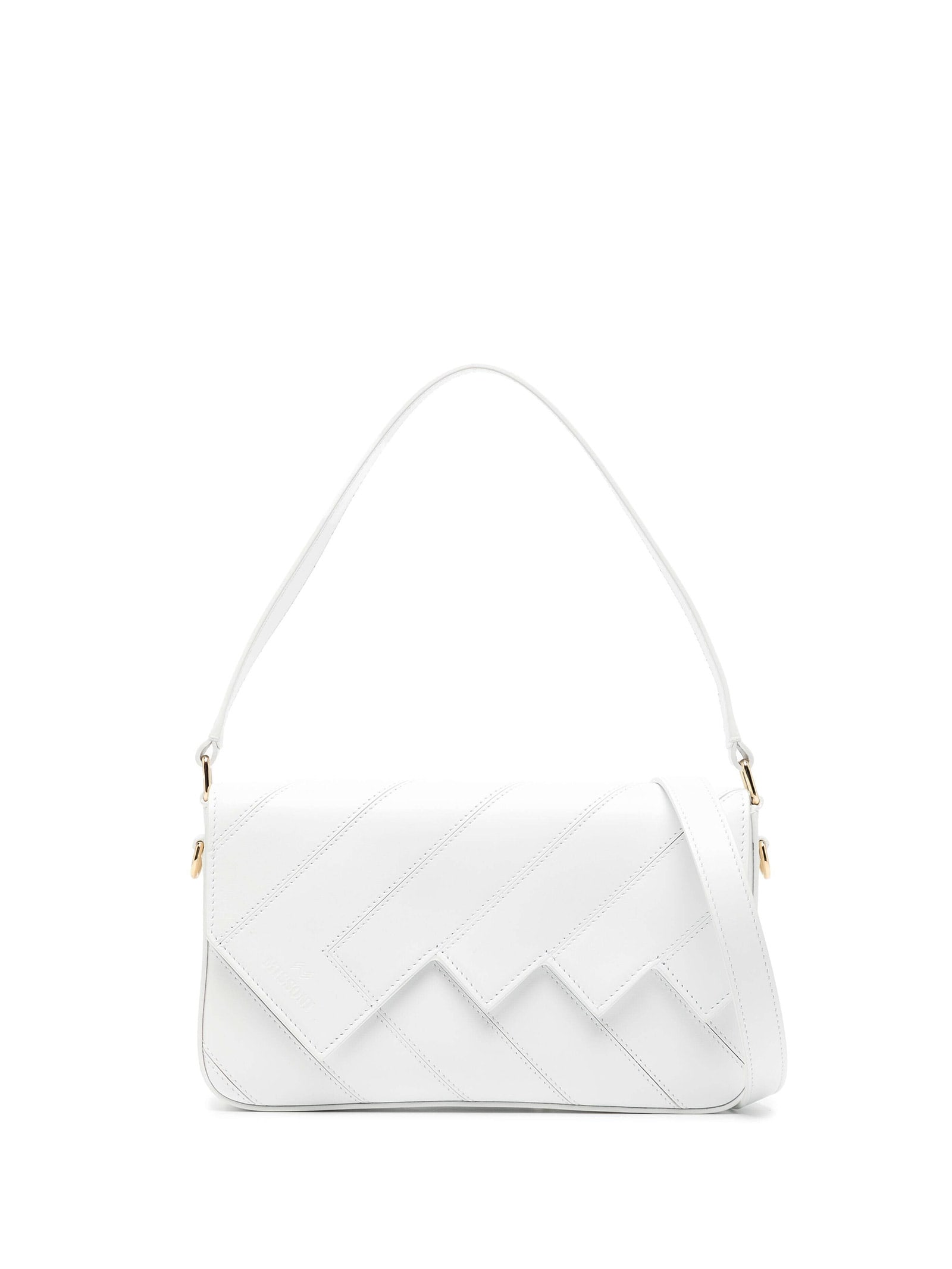 Shop Missoni Flap Wave White Leather Shoulder Bag