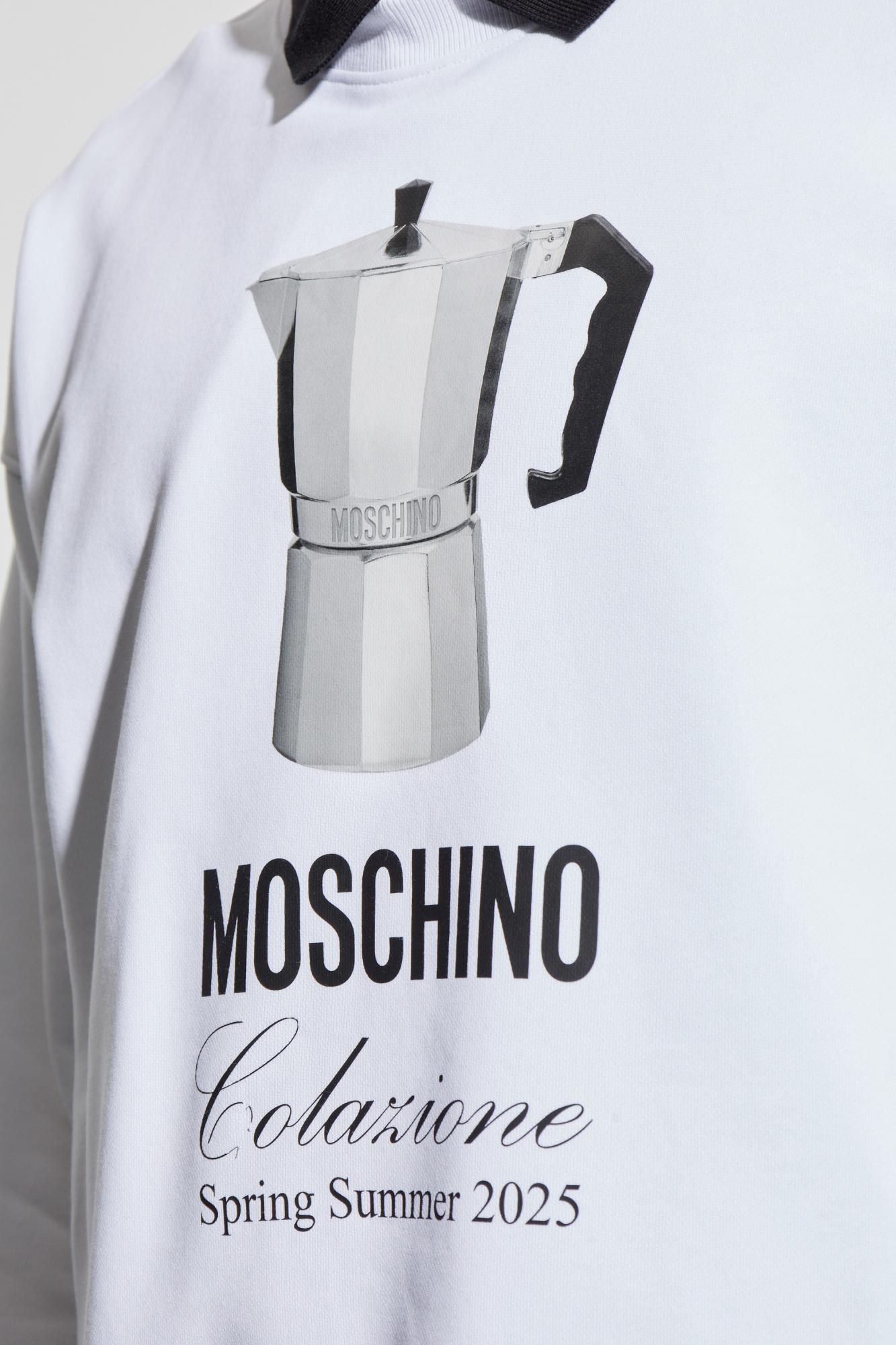 Moschino Morning Graphic Print Crew Neck Sweatshirt In White