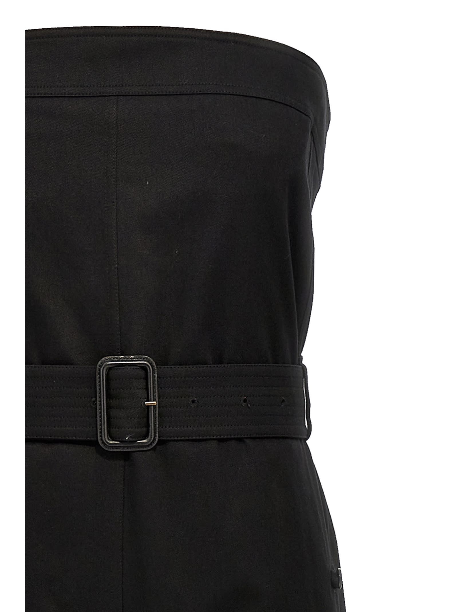 Shop Saint Laurent Cassandre Bustier Jumpsuit In Black