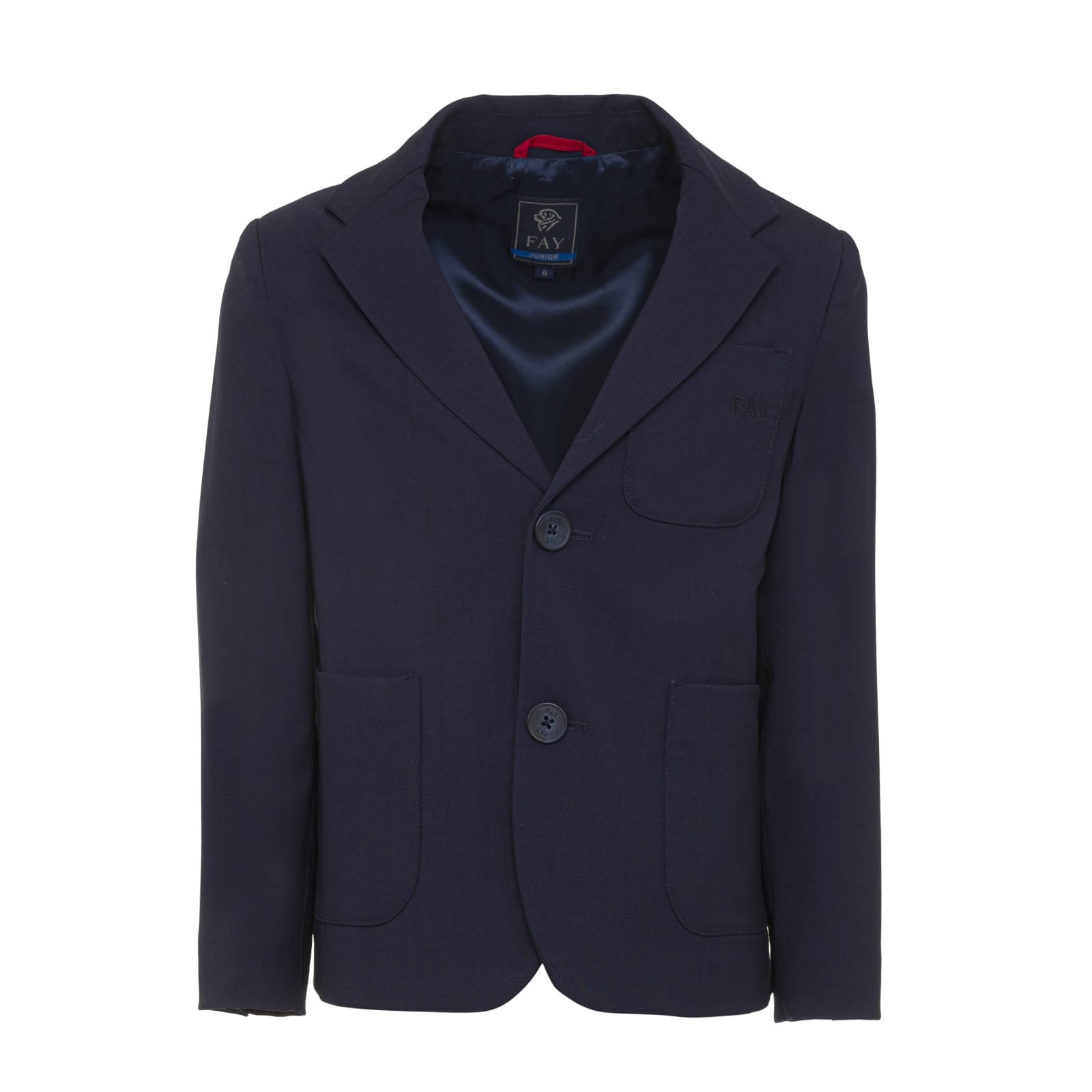 Fay Kids' Single-breasted Blazer With Embroidery In Blue