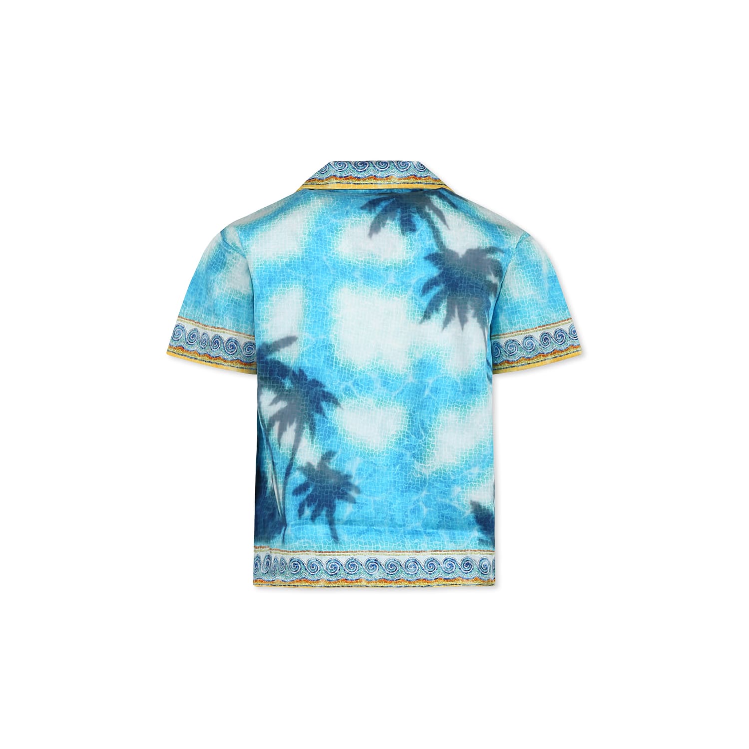 Casablanca Short-sleeved Printed Shirt In Light Blue