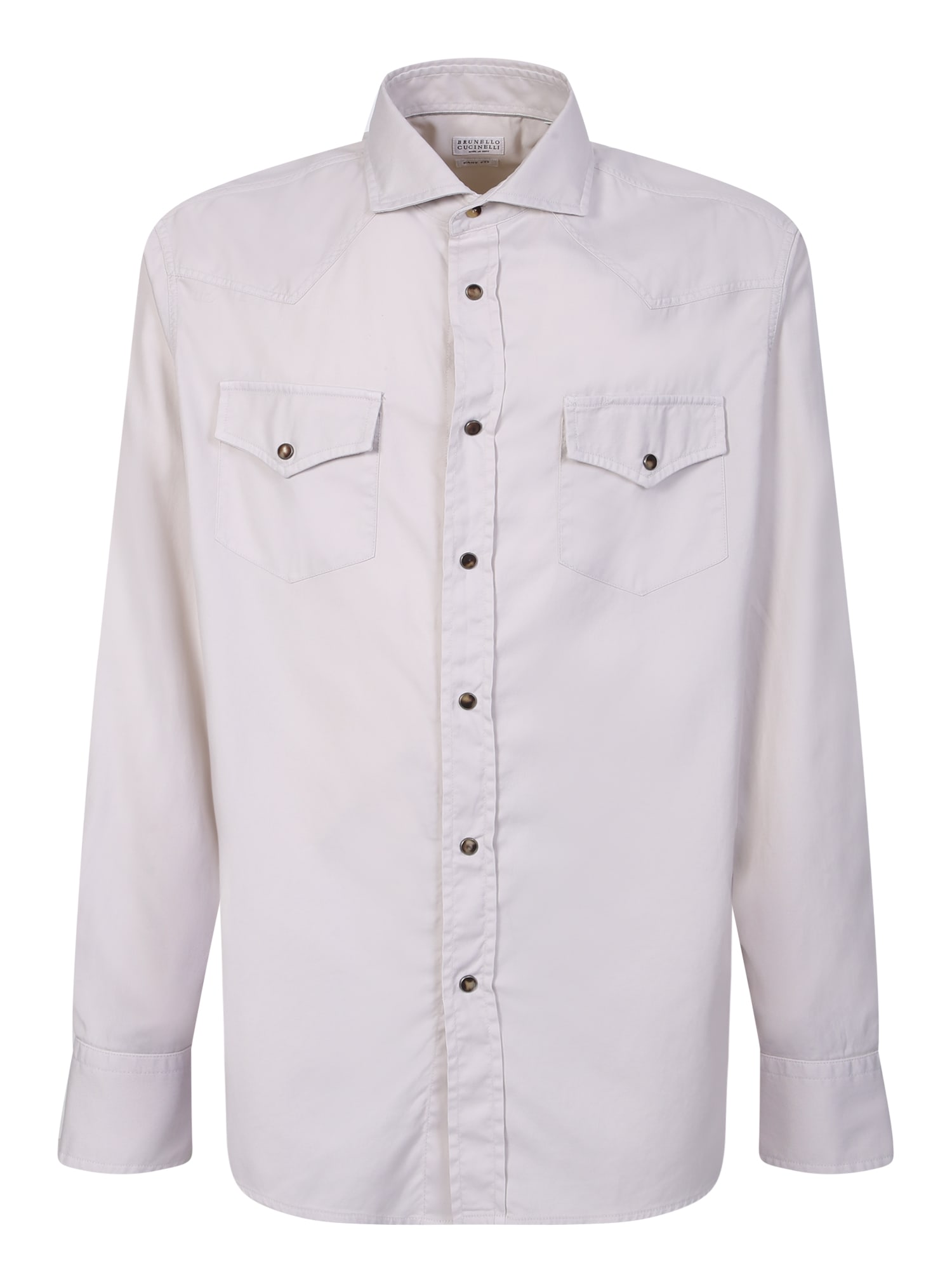 Brunello Cucinelli Garment-dyed Easy Fit Shirt In Twill