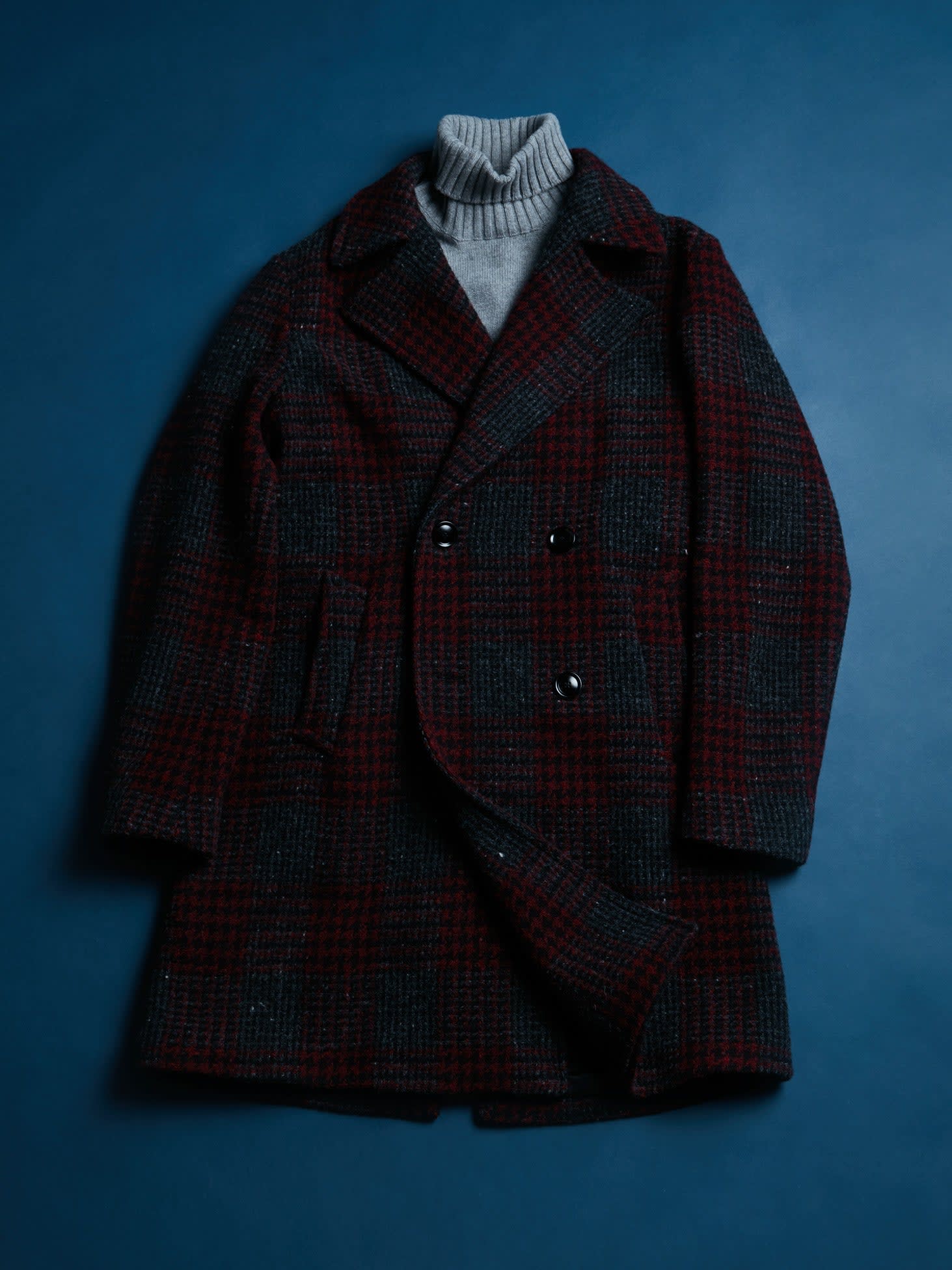 Aalbany Double-breasted Checked Coat