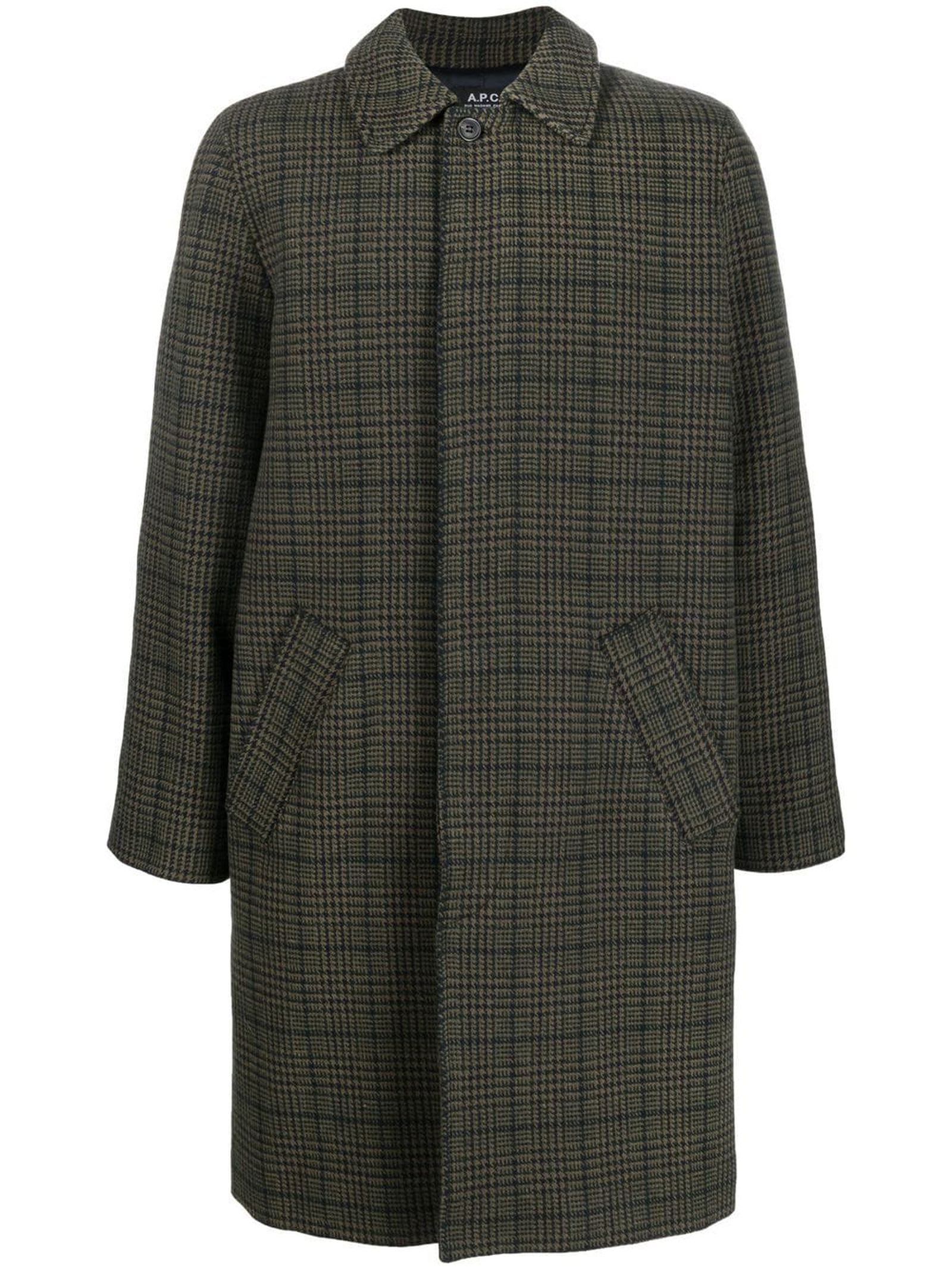 A.P.C. Moss Green Wool Blend Coat