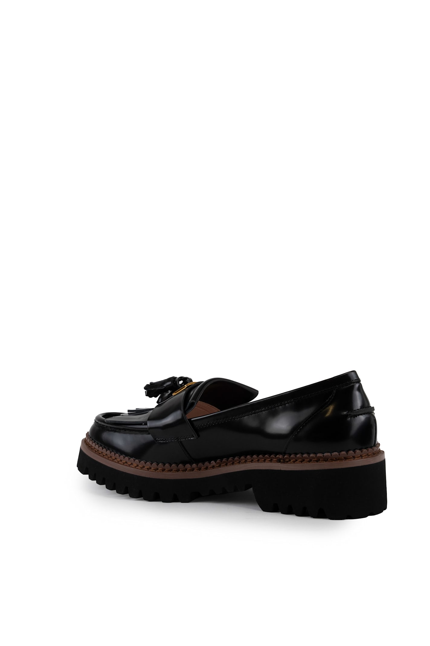 Shop Coccinelle Beat Shiny Leather Loafers With Fringes In Noir