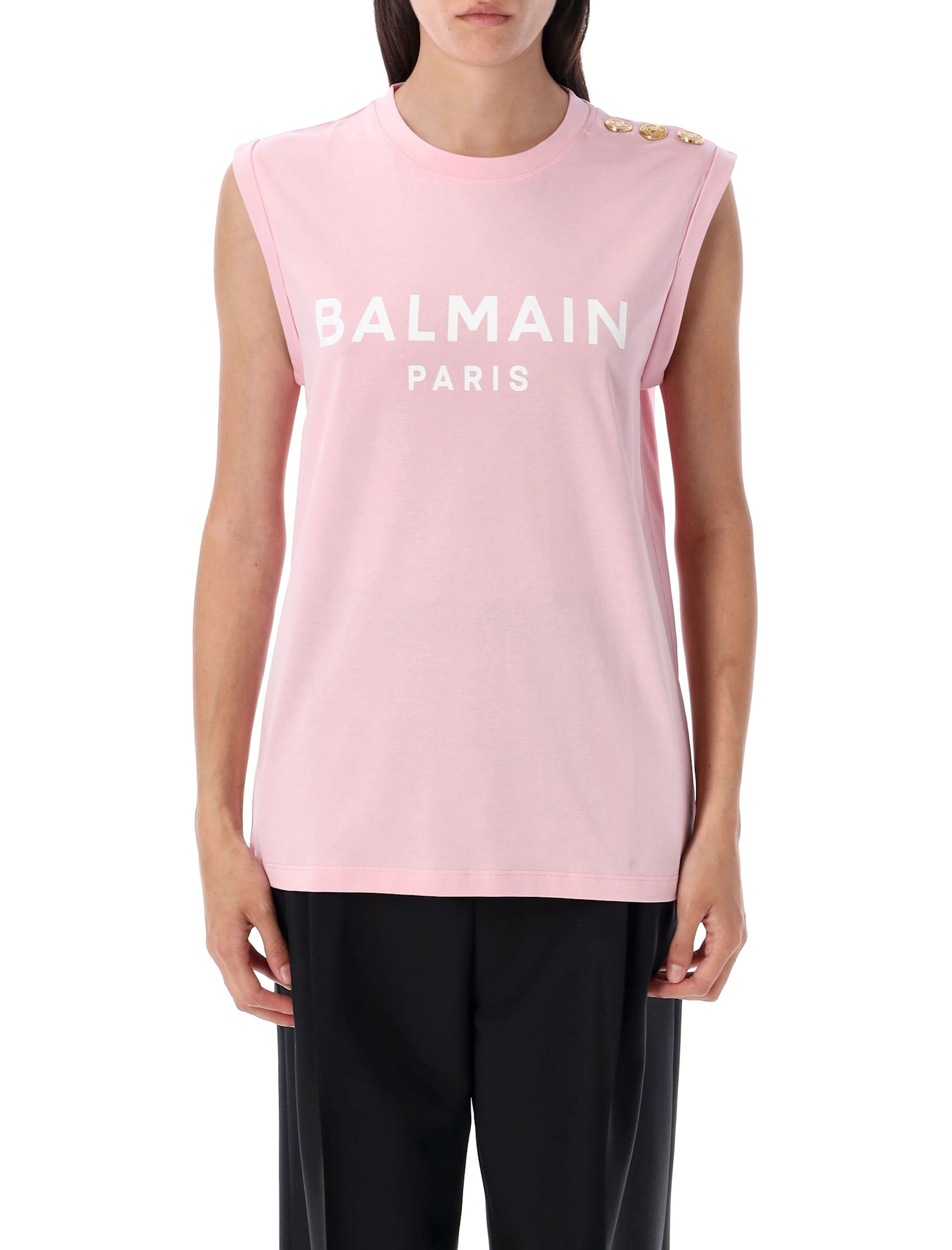 Balmain Paris Tank Top In Pink