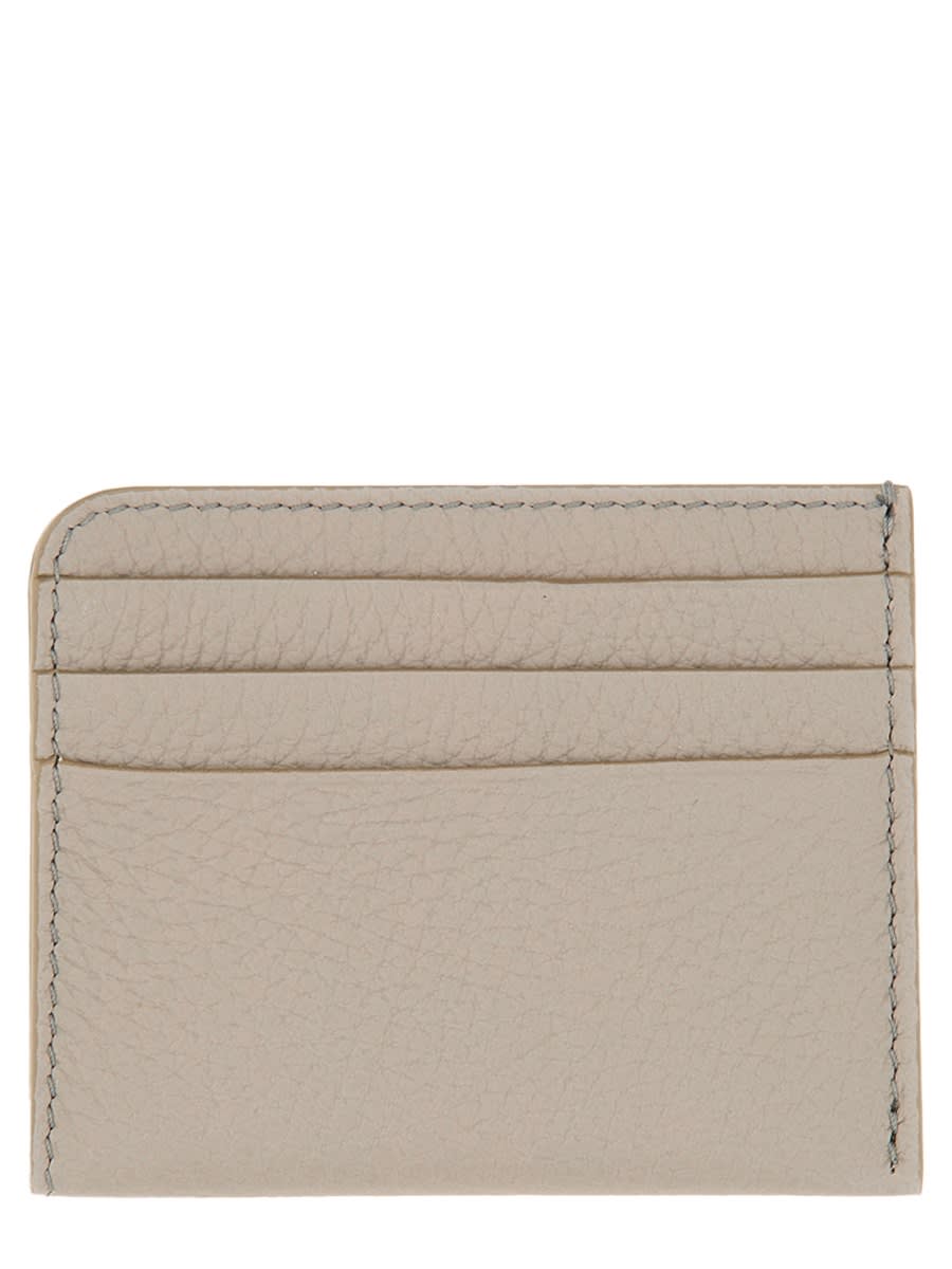 Shop Maison Margiela Leather Card Holder In Beige