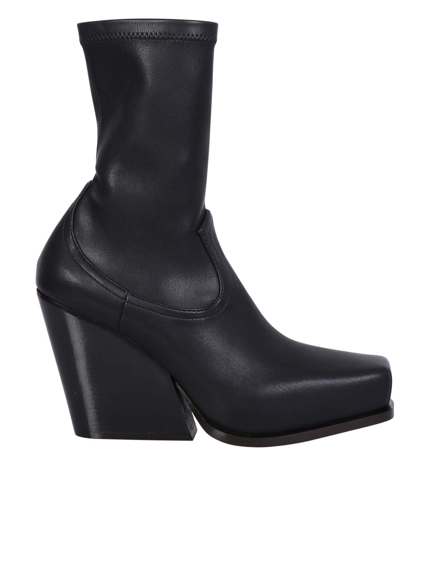 Stella McCartney Black Cowboy Ankle Boots In Faux Leather