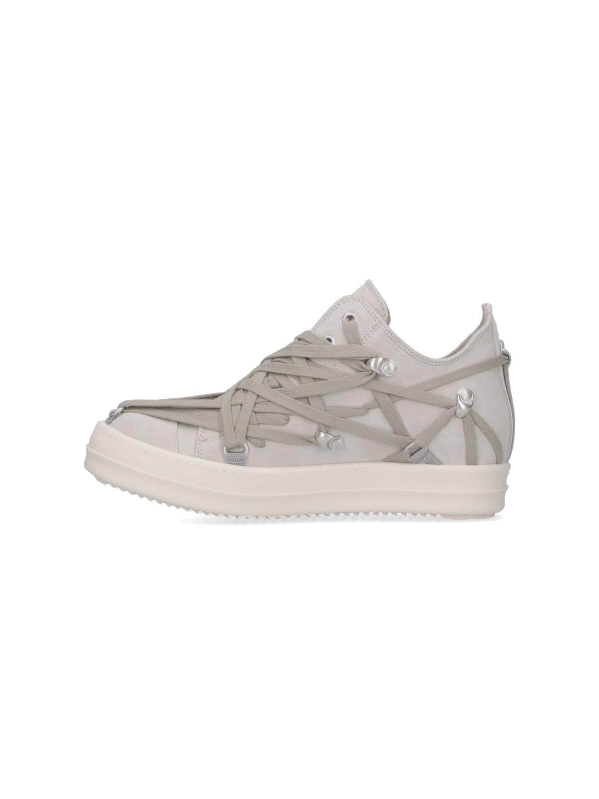Rick Owens Megalaced Low Sneaks Sneakers In Grey