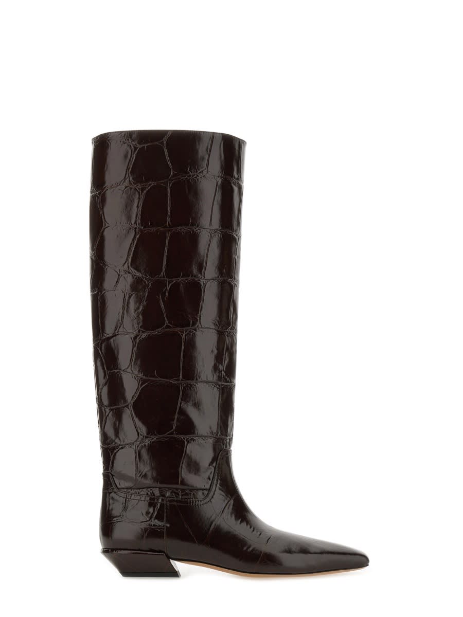 Paris Texas Square Toe Ankle Boots In Brown