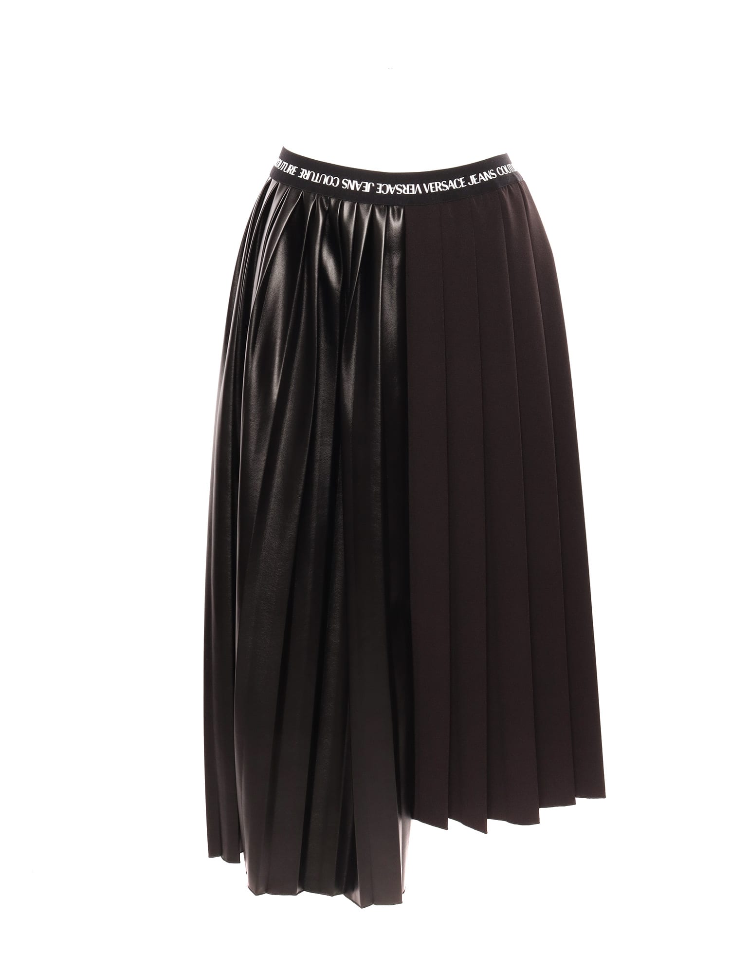 Versace Jeans Couture Pleated Asymmetric Skirt In Black