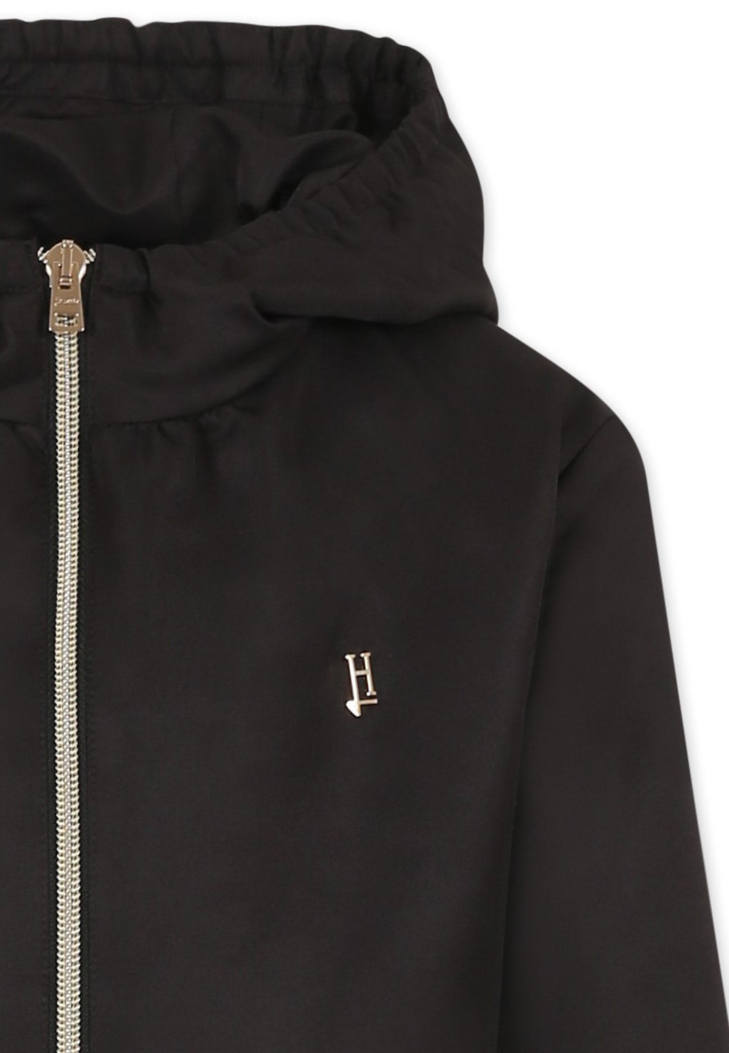 Herno Black Windbreaker Jacket For Girl In Black