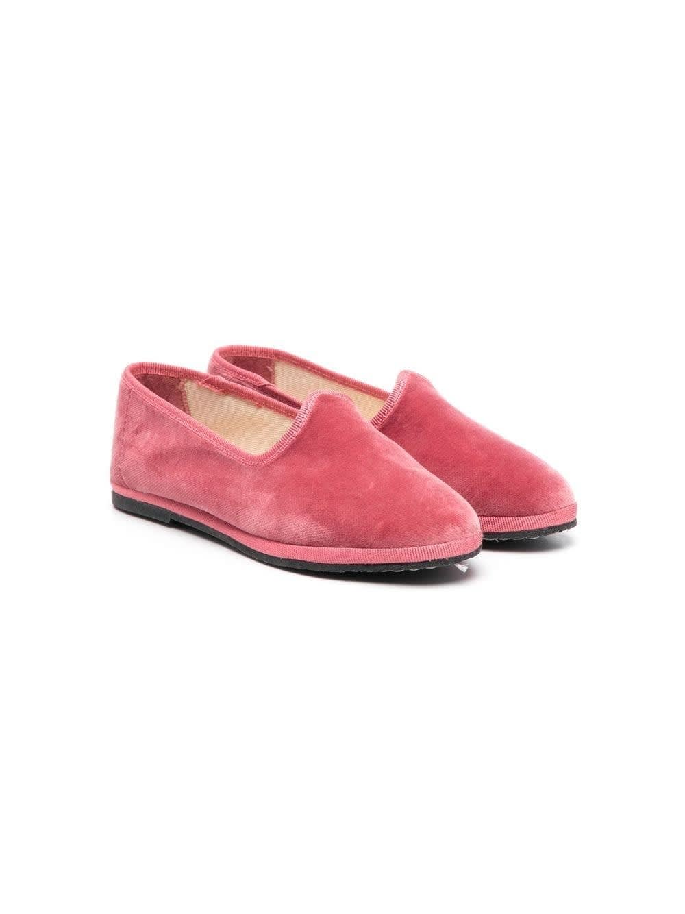 Il Gufo Kids' Pantofole In Velluto In Pink