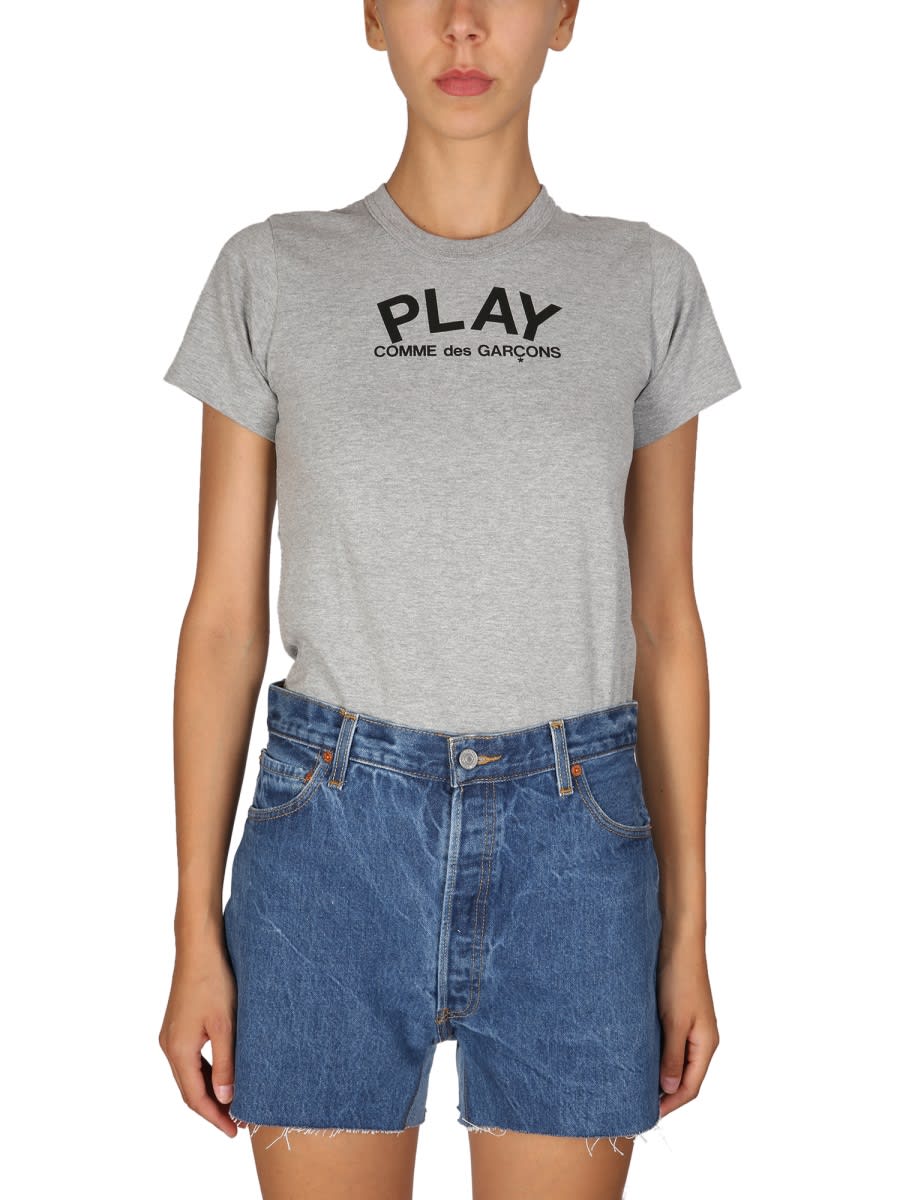 Shop Comme Des Garçons Play Crewneck T-shirt In Grey