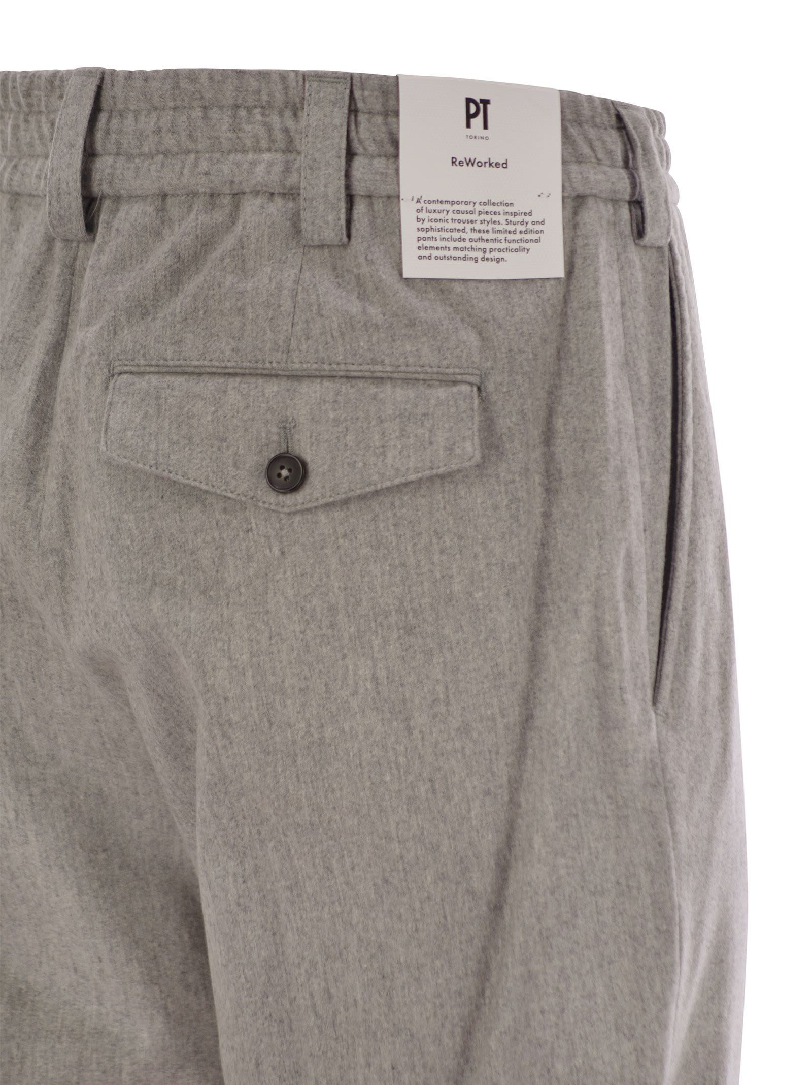 Shop Pt Torino The Rebel - Wool And Cashmere Trousers In Grey