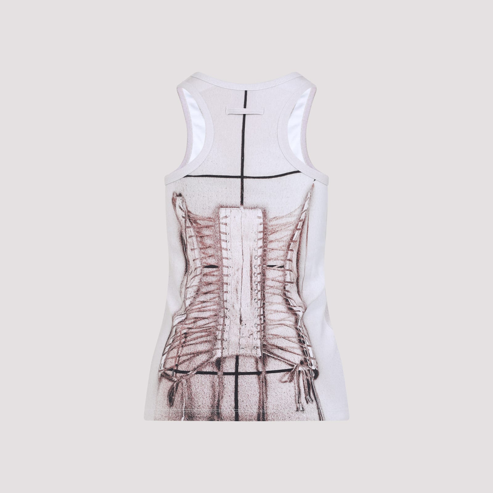 Shop Jean Paul Gaultier Printed Ribbed Top In Dustypink White Black