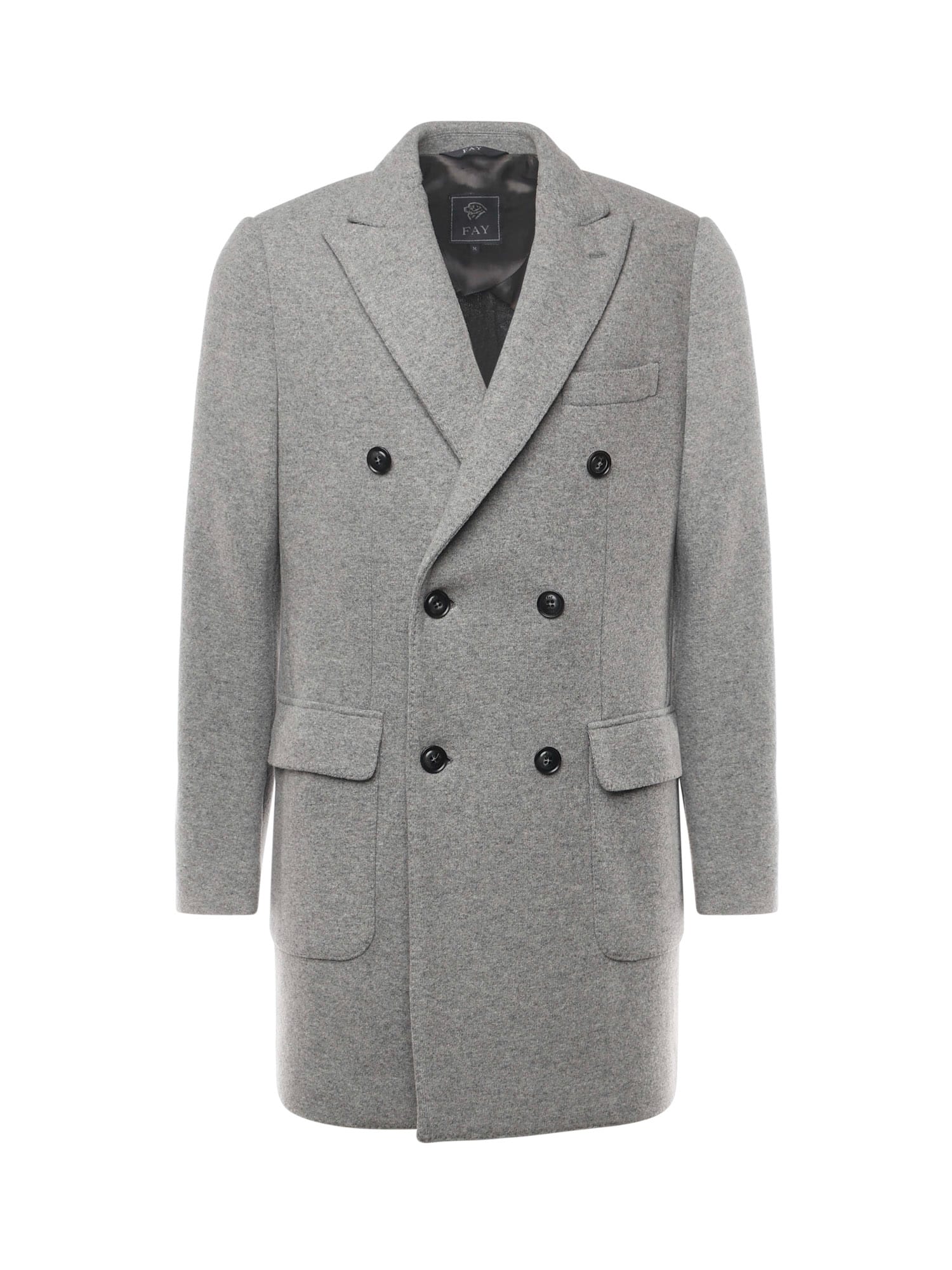 Fay Double-breasted Wool Jersey Coat In Gray