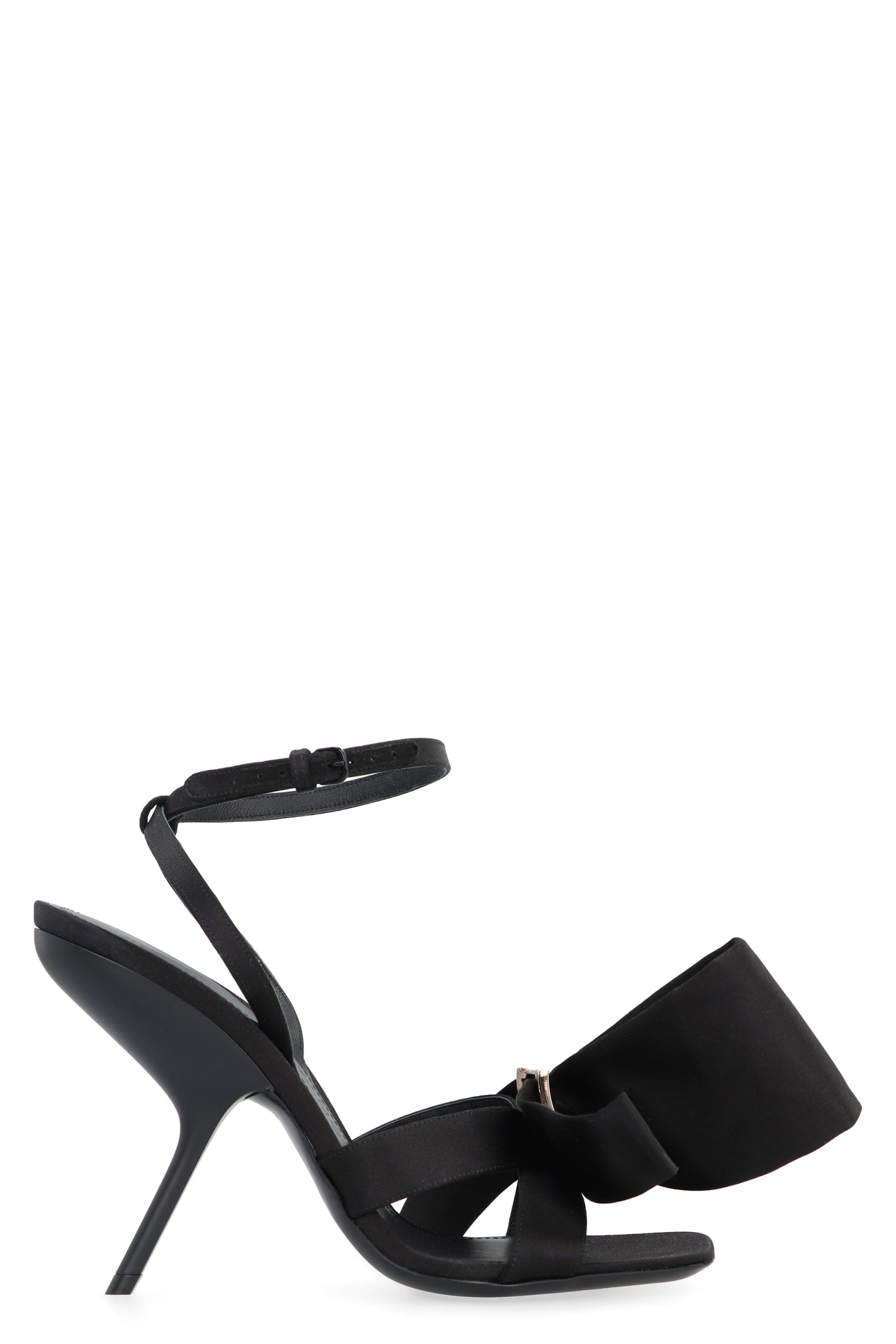 Shop Ferragamo Helena Satin Sandals In Black