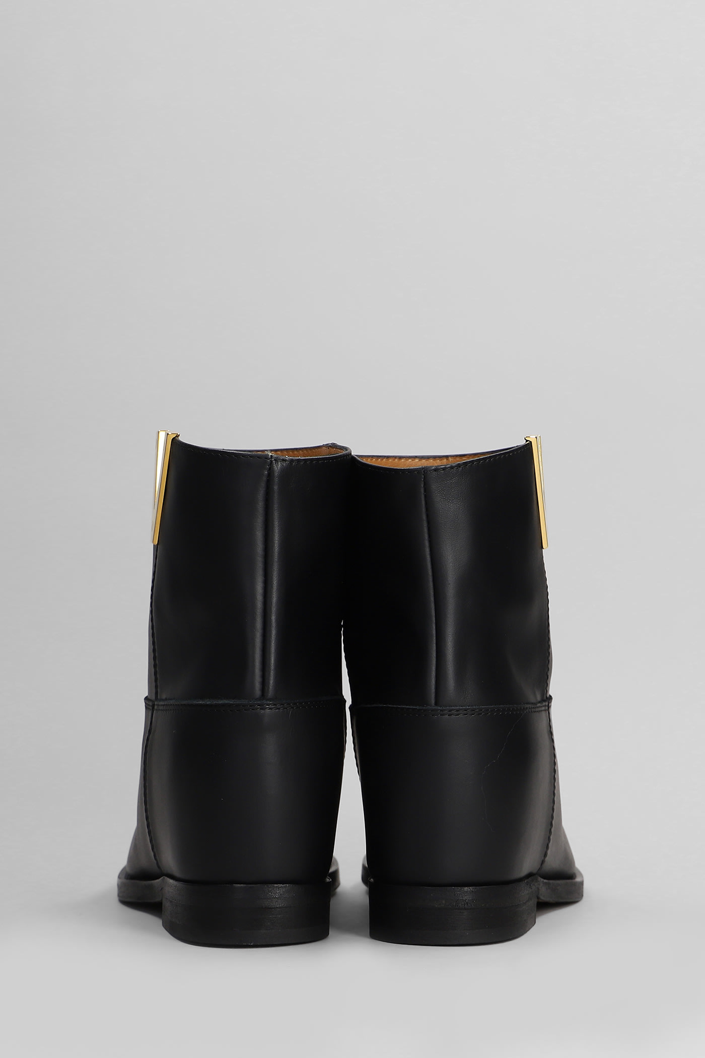 Via Roma 15 Ankle Boots Inside Wedge In Black Leather In Black