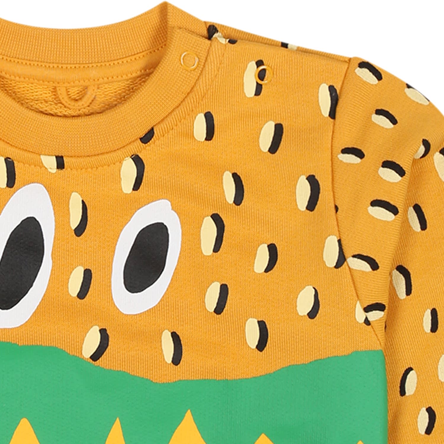 Shop Stella Mccartney Yellow Sweatshirt For Baby Boy With Hamburger Print