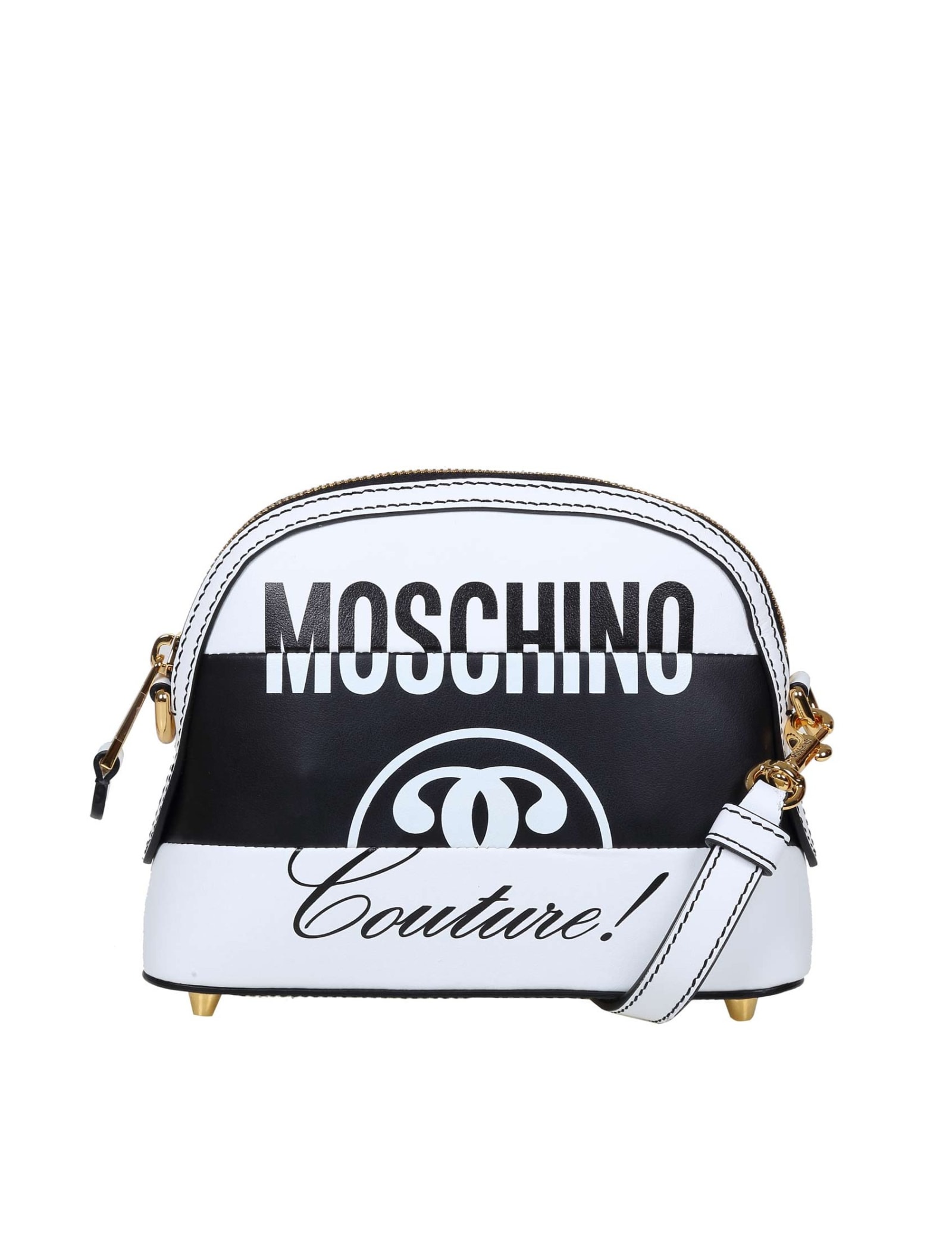 Moschino Crossbody Bag In Black & White Leather