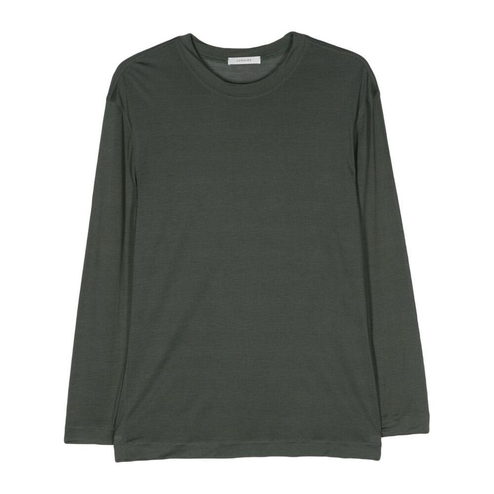 Shop Lemaire Long-sleeved Crewneck T-shirt In Asphalt