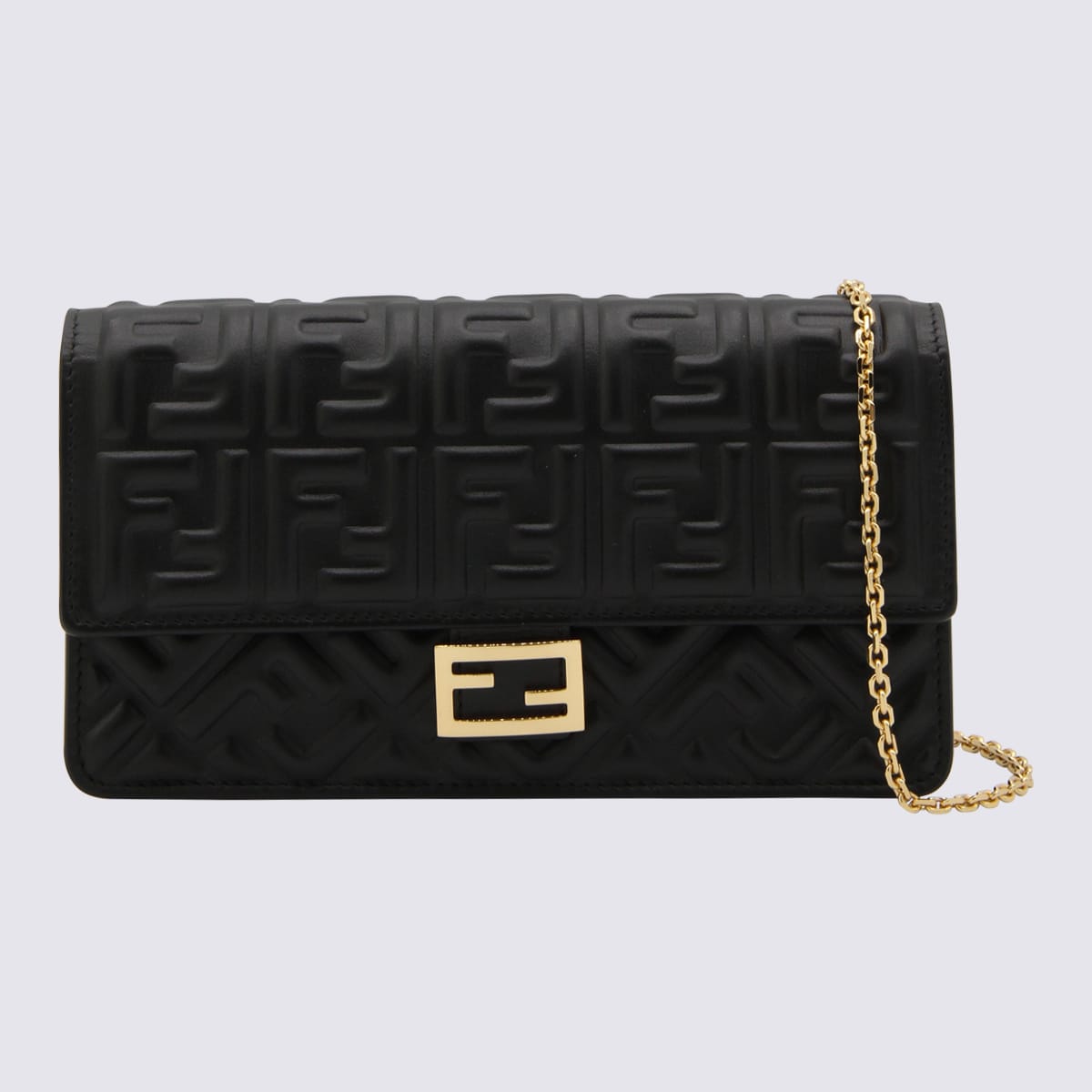 Fendi Women Continental With Chain Baguette Leather Shoulder Bag With Ff Motif In Multi